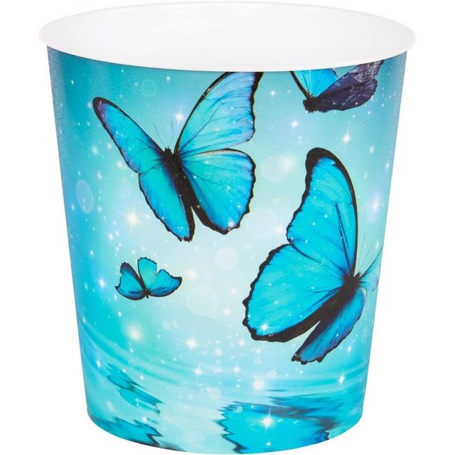 Idena Papierkorb “11544 Schmetterling 9 Liter”, Kunststoff Mülleimer für Kinderzimmer Blau