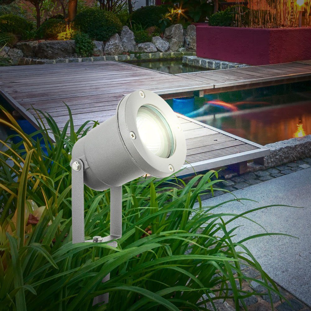 Leuchten Gartenstrahler, inklusive, im 3er beweglich Neutralweiß, Außen Erdspieß etc-shop Leuchtmittel Stand Set Steck Lampe Set