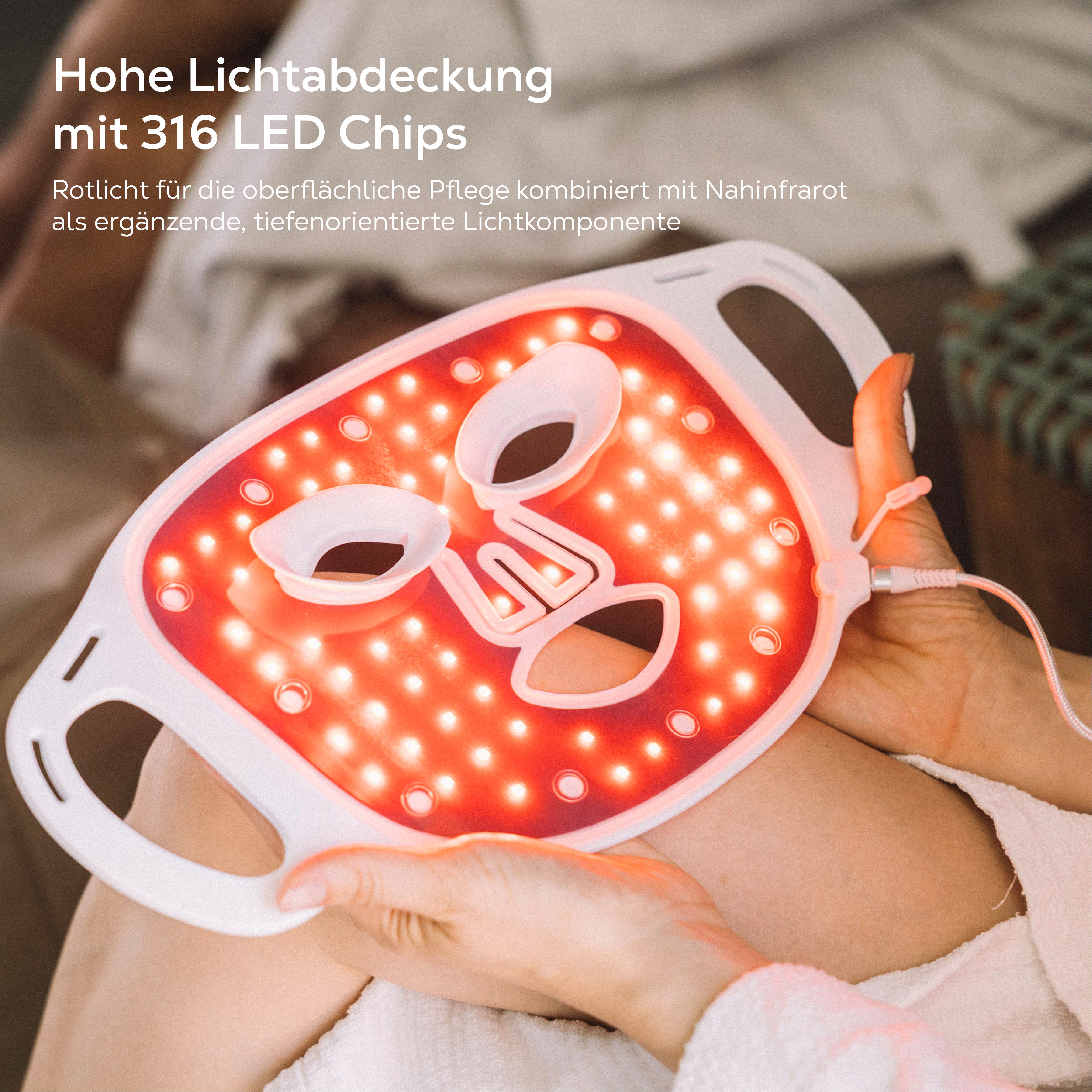 heilys® LED-Gesichtsmaske heilys® FaceMask 2.0, Lichttechnologie für Hautpflege zuhause, Rotlicht Infrarot, Blue-Light Spot, kabellos, RoHS-konform