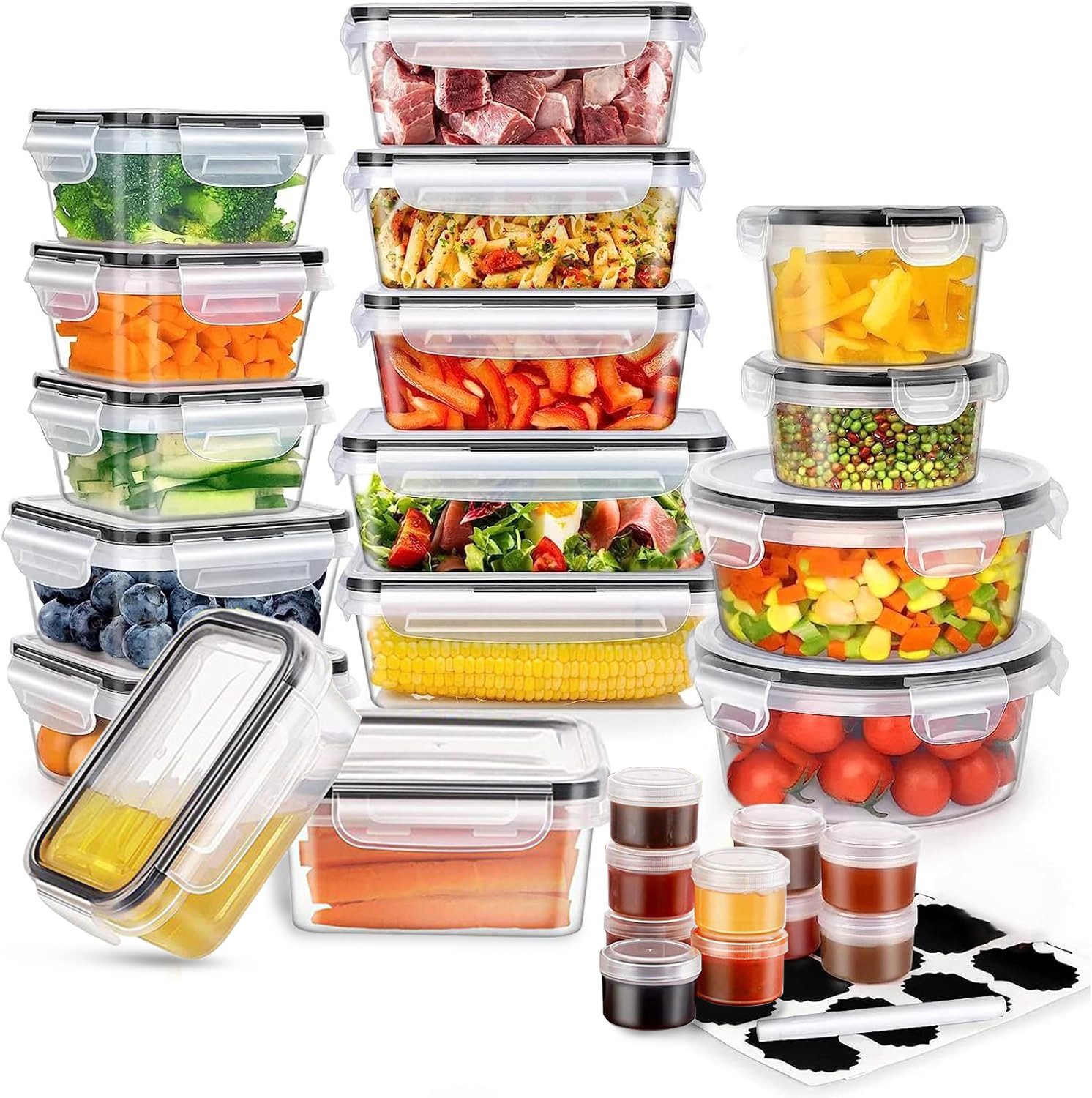 MUKEAO Vorratsdose Lebensmittelbehälter-Set,26-teiliges Set, spülmaschinenfest, PP, (26-tlg), Mittagsbox