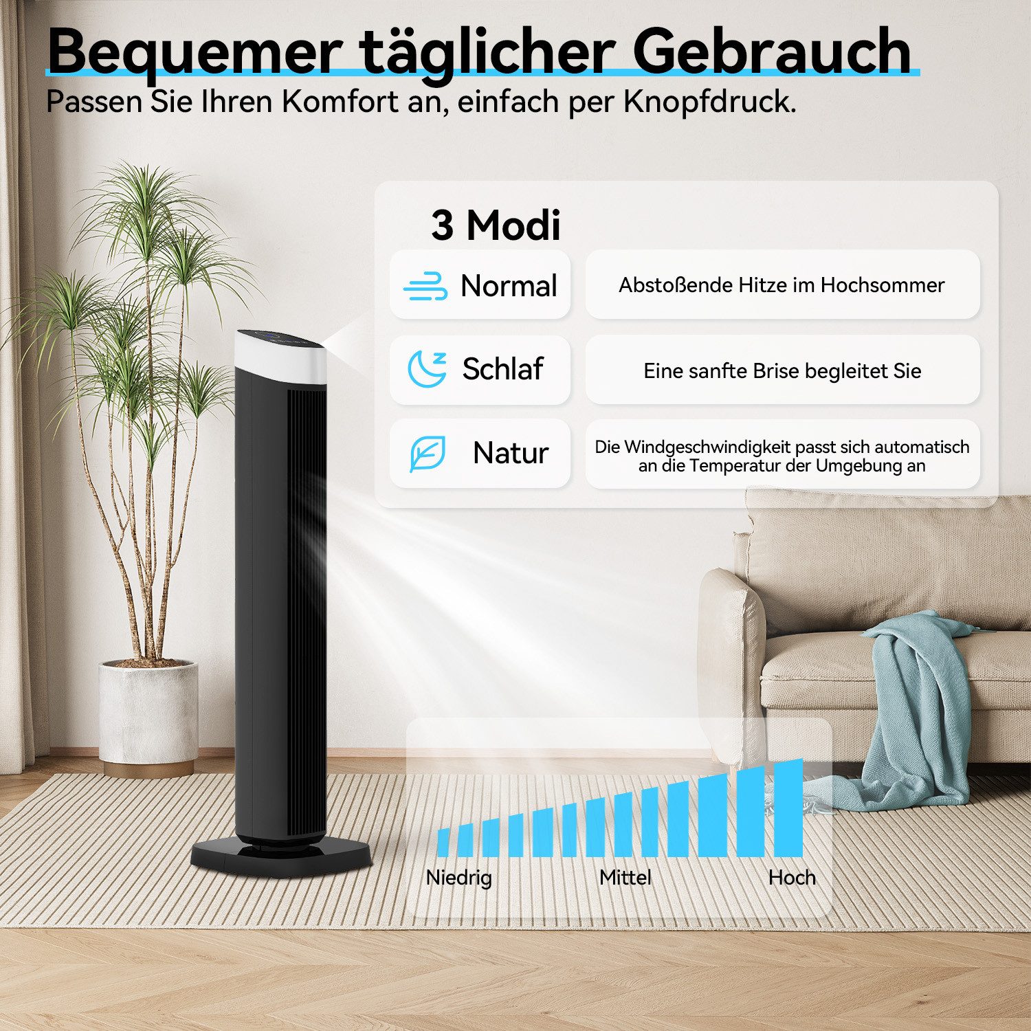 HOMALL Turmventilator Standventilator 105cm, Tower Fan, günstig online kaufen