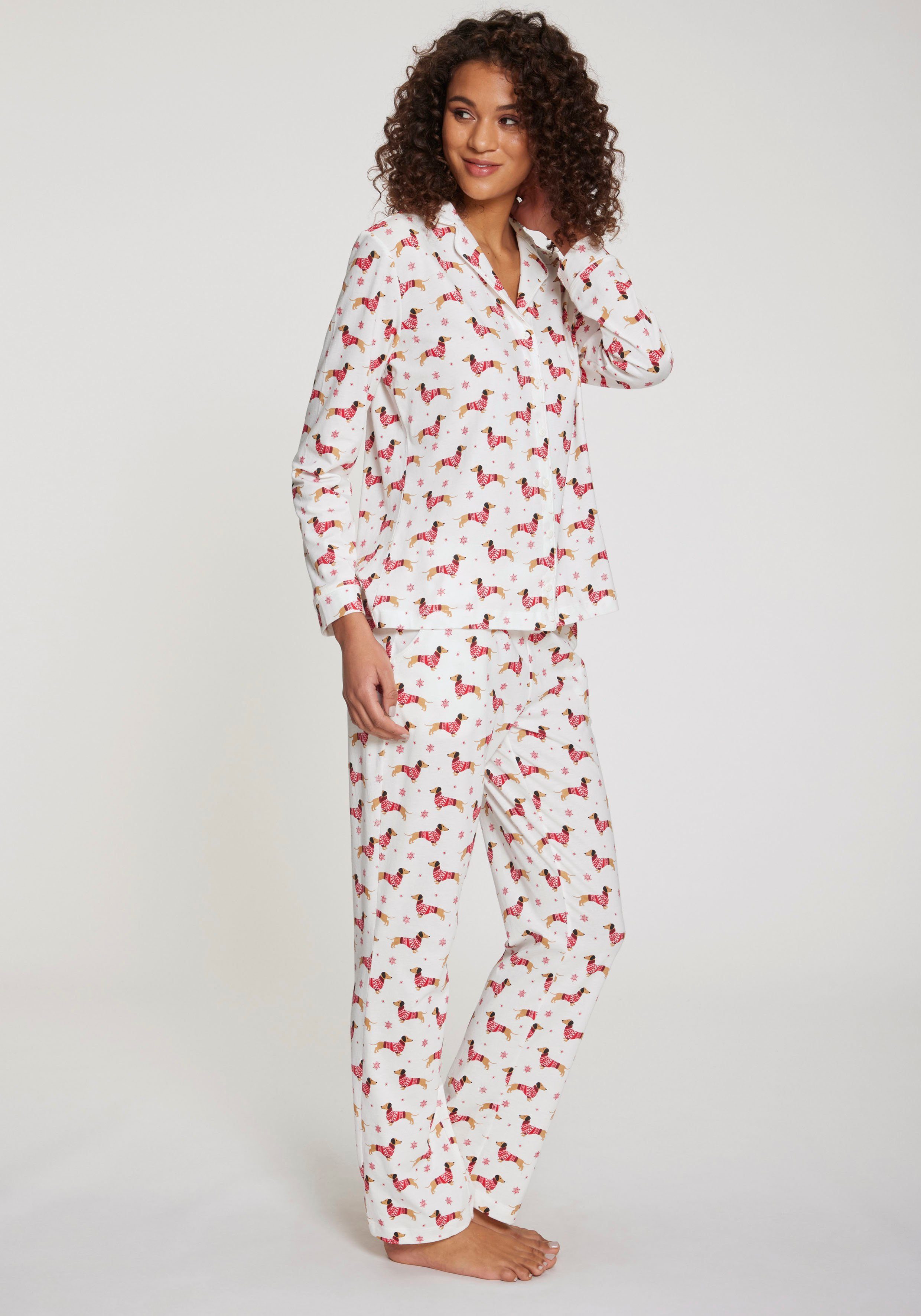LASCANA Pyjama (Set, 2 tlg) mit Alloverprint günstig online kaufen