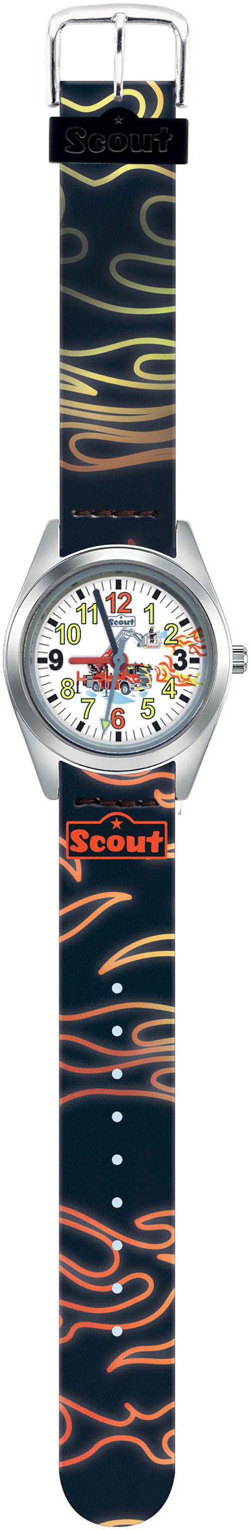 Scout Quarzuhr Classic 280309010, Armbanduhr, Kinderuhr, Geschenkidee, Schulanfang, Jungen, Feuerwehr