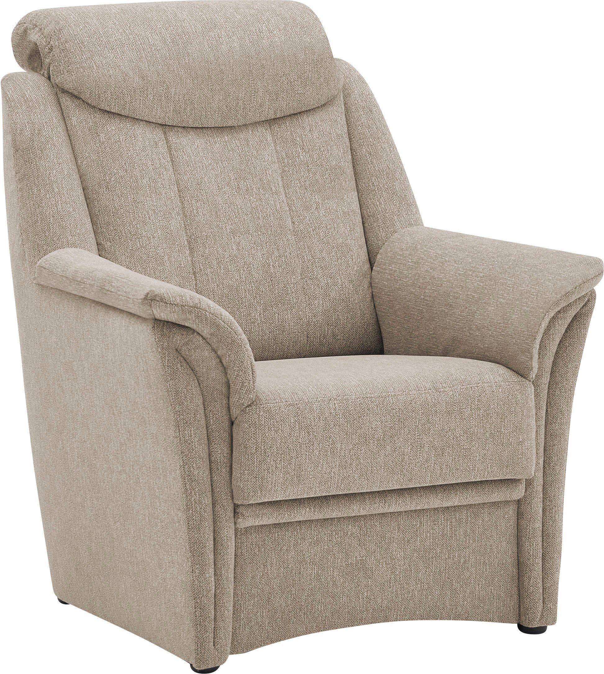 BECK Sessel 3-tlg), VILLA (Set, und 3-Sitzer Lugano, 46 in 2x cm, Sitzhöhe Polstergarnitur Kopfteilverstellung,