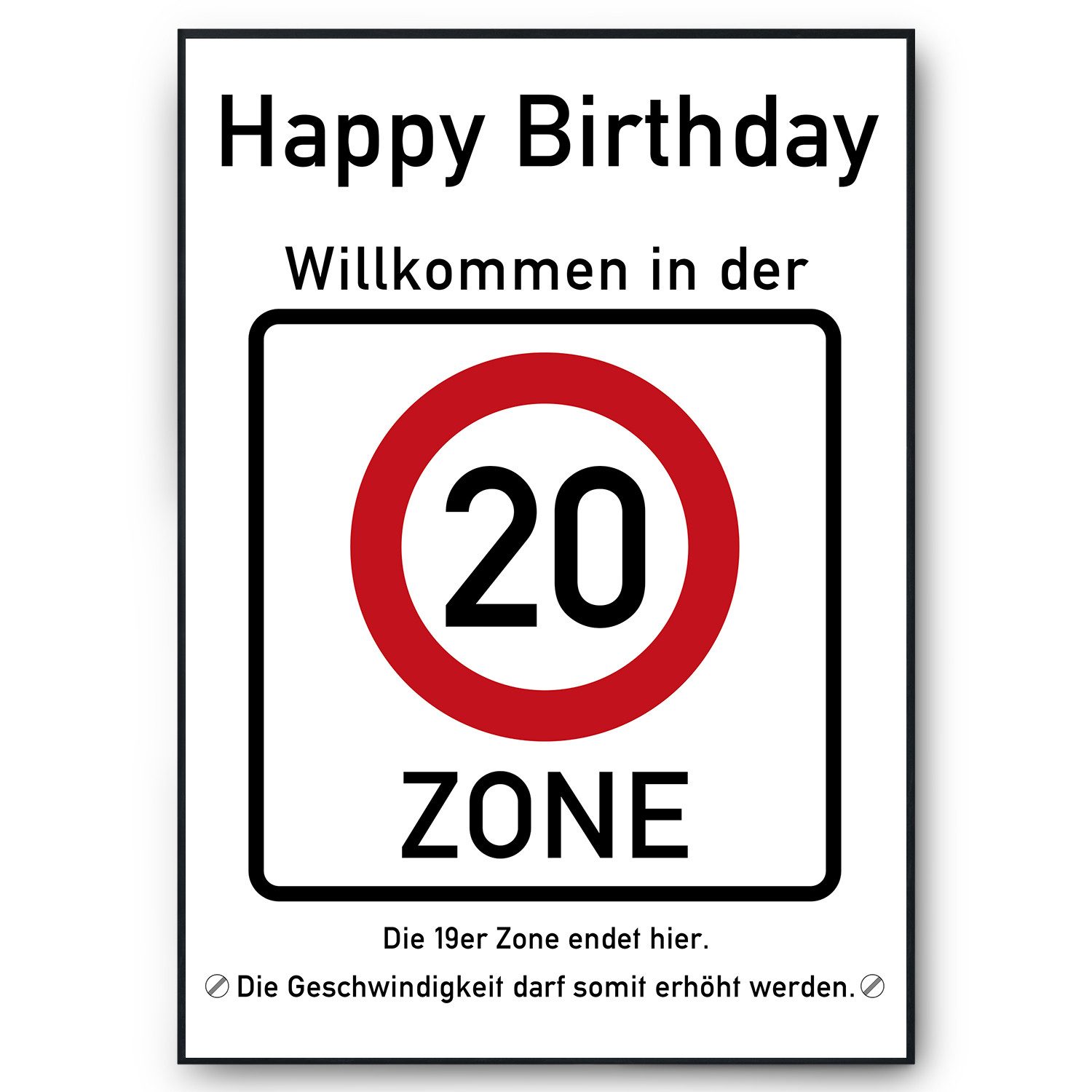 Tigerlino Poster 20. Geburtstag Geschenk Verkehrszeichen günstig online kaufen