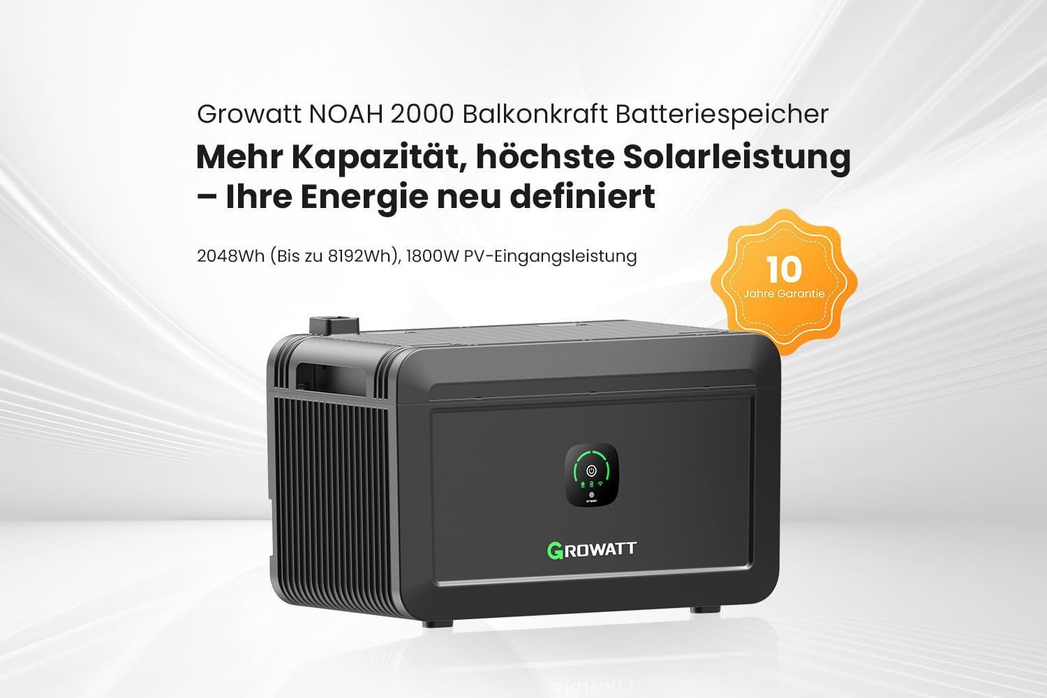Growatt Balkonkraftwerk 2000W PV-Komplettset mit Growatt NOAH 2000, 800W Mikrowechselrichter, (inkl. 4×500W Solarmodulen und Fischer Fassadenhalterung, Growatt NEO-800M-X: Integrierte WiFi-Kommunikation), Fernüberwachung und -steuerung über App