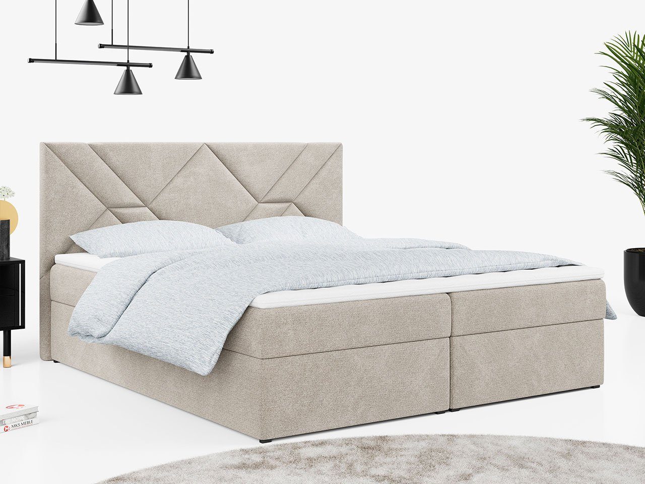 MKS MÖBEL Boxspringbett 6, STELLE Doppelbett, Multipocket-Matratze