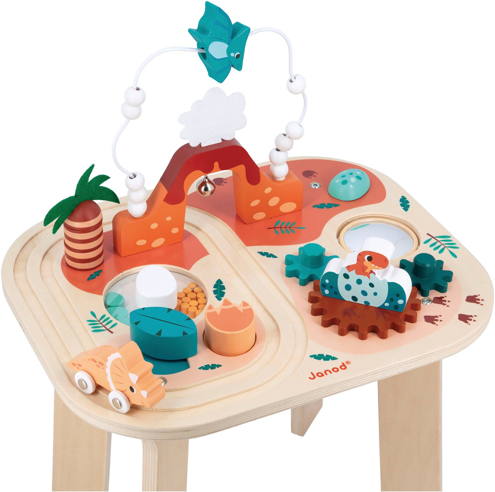 Wald Spieltisch schützt weltweit Dinosaurier, - Holzspielzeug, Janod - FSC®- Aktivitätstisch