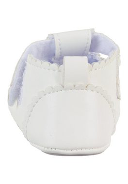 Sterntaler® Baby-Ballerina Krabbelschuh (1-tlg) Baby-Ballerina Mädchen - Baby Ballerinas, Baby-Ballerina aus schimmerndem Kunstleder in Weiß - Baby Ballerinas Schuhe, Babyschuhe mit aufgenähter, rutschfester Sohle und Bindeband - Baby Ballerina - Anti-Rutsch-Sohle - Glanzeffekt