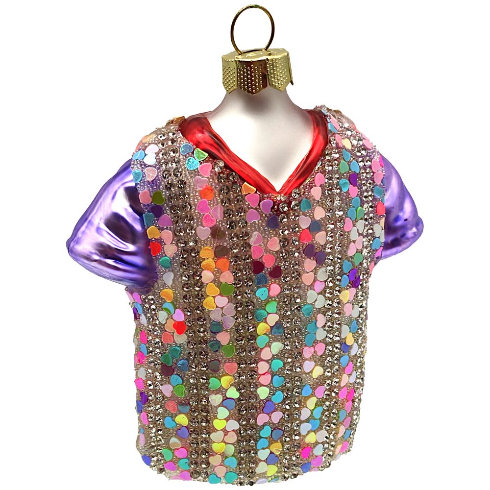 Holly & Jolly Christbaumschmuck Lieblingsshirt, Glitzer Shirt 9cm kunterbuntes Glasornament (1-tlg), formgeblasen, handbemalt