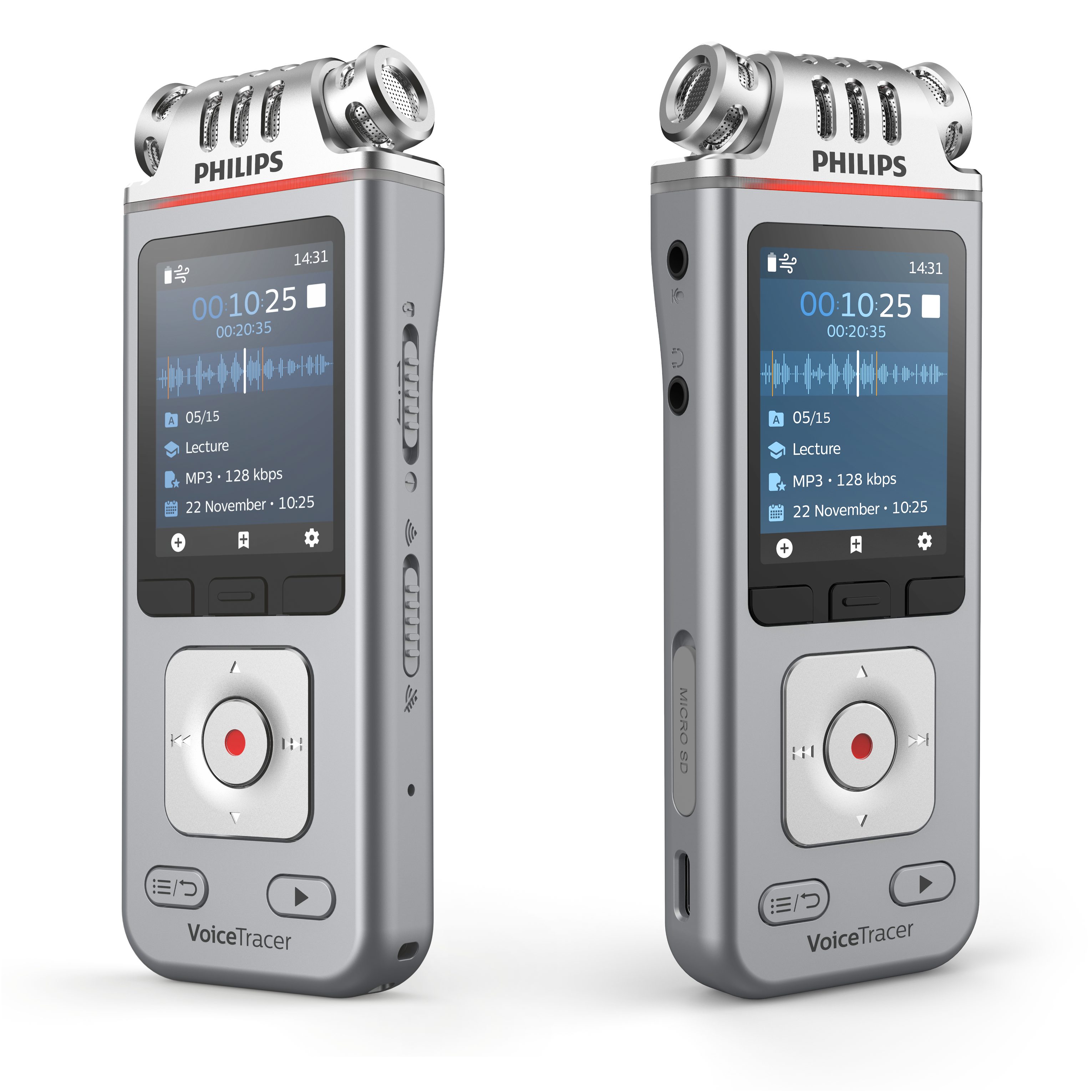 Philips DVT4115 Audiorecorder Digitales Diktiergerät (3 High-Fidelity-Mikrofone, Smartphone-App, Sembly AI Spracherkennung)