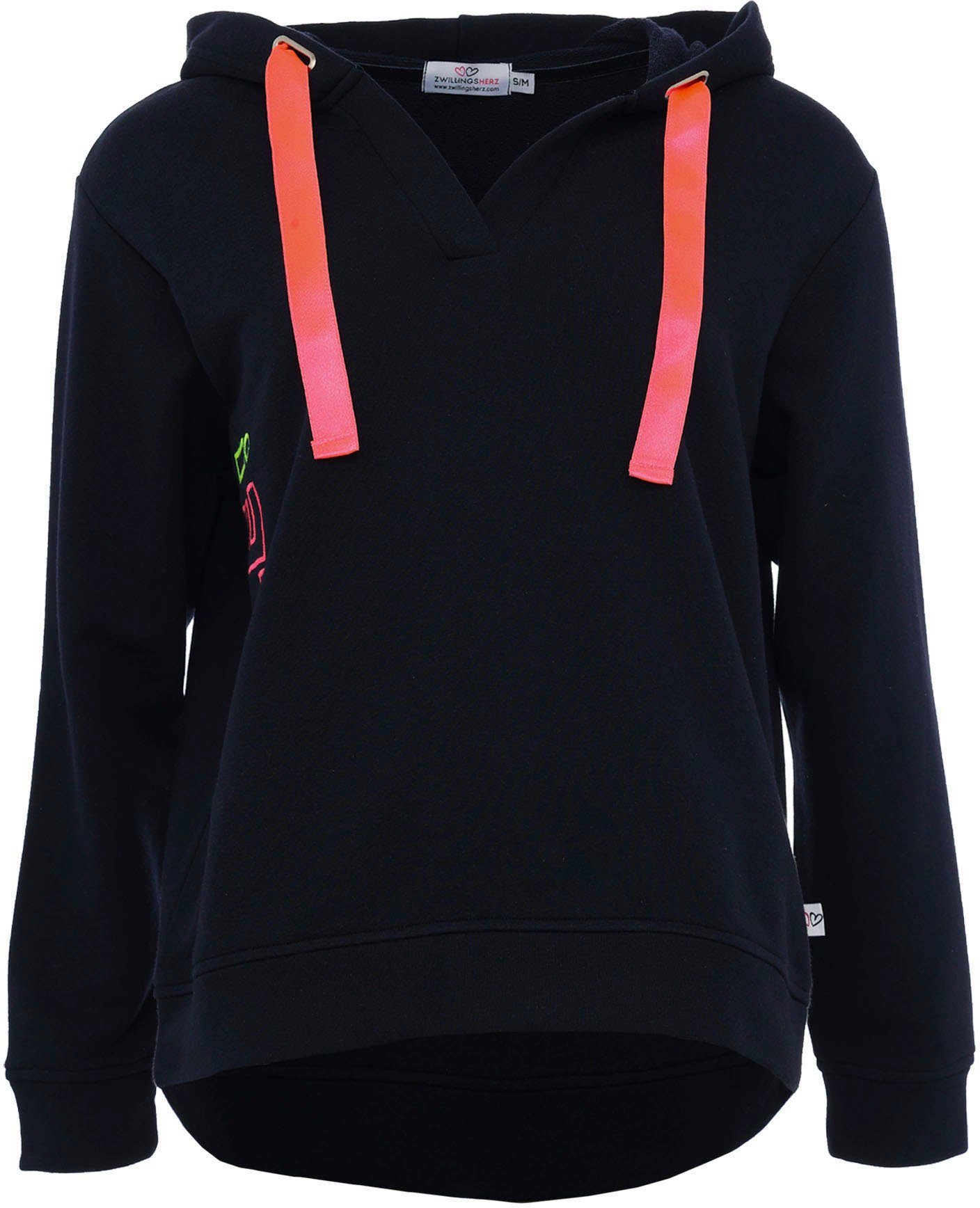 Zwillingsherz Sweatshirt Smile breite Bänder, V-Ausschnitt, günstig online kaufen