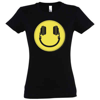 Youth Designz T-Shirt Smile DJ Headset Damen T-Shirt mit lustigem Smiley Frontprint