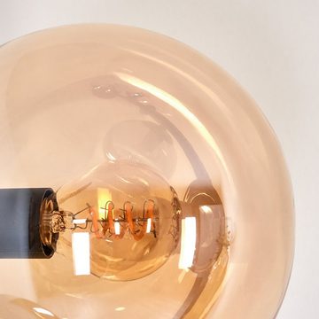 hofstein Stehlampe Stehlampe aus Metall/Glas in Schwarz/Klar/Rauch-/Bernsteinfarben, ohne Leuchtmittel, Leuchte, Schirme aus Glas (15cm),Schalter, 5 xE14, ohne Leuchtmittel