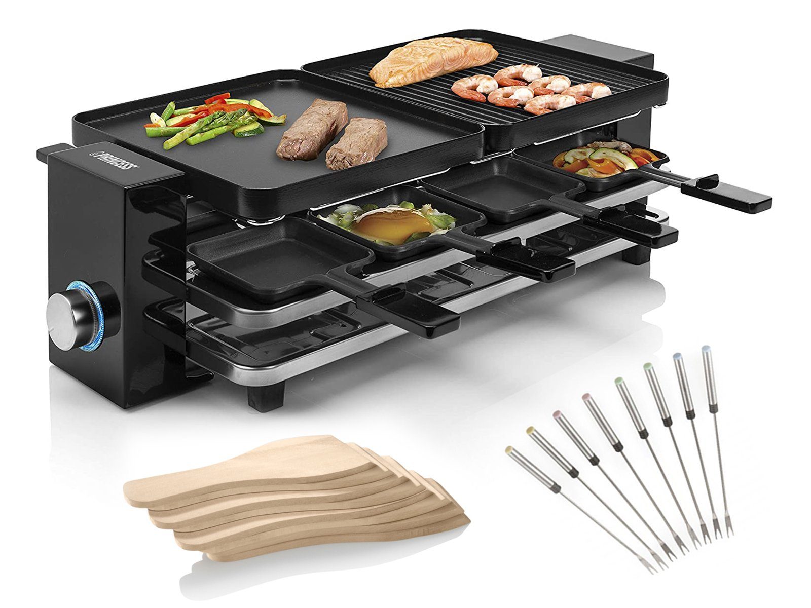 8 W, Pfännchen Parkdeck gegen Setpoint Personen, Raclettepfännchen, 1200 angebrannte Raclette, 2-8 Tischgrill-Gerät