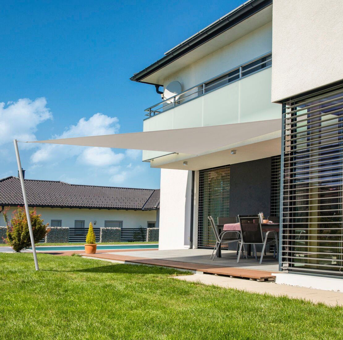 Windhager Cannes Triangle Sun Shade Sail, 3x3x3m, grey