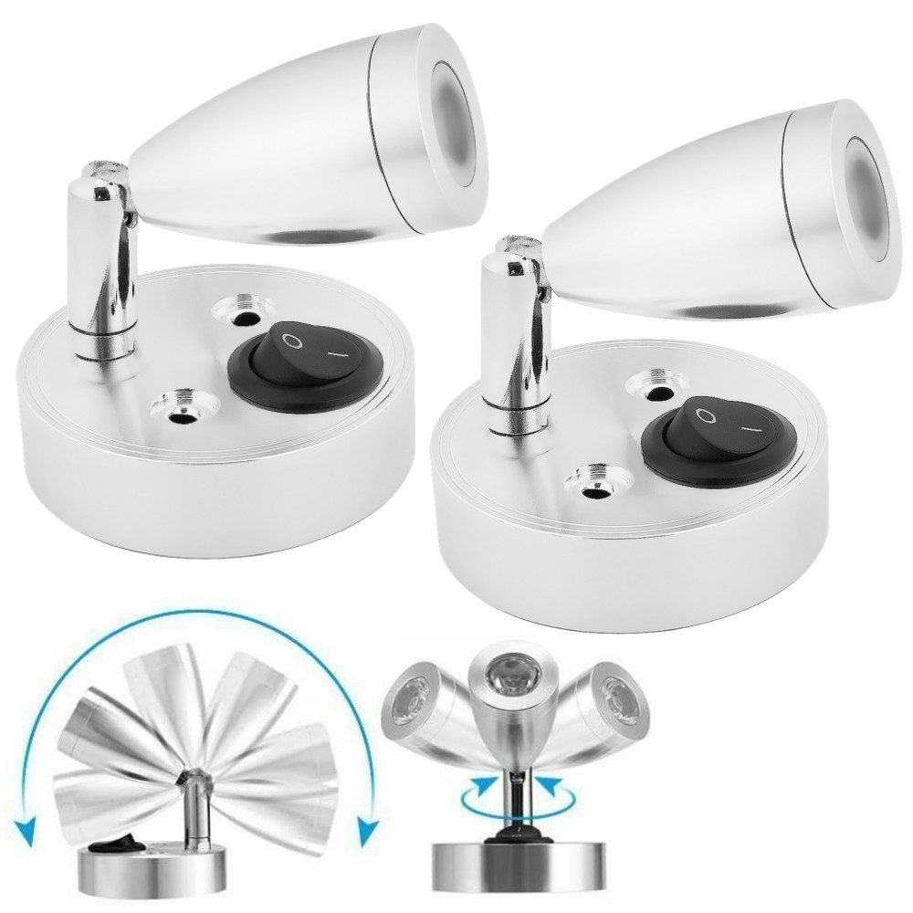 Wandleuchte 2x 12V LED Leselampe Wandleuchte Mit Schalter 360° drehbar Licht
