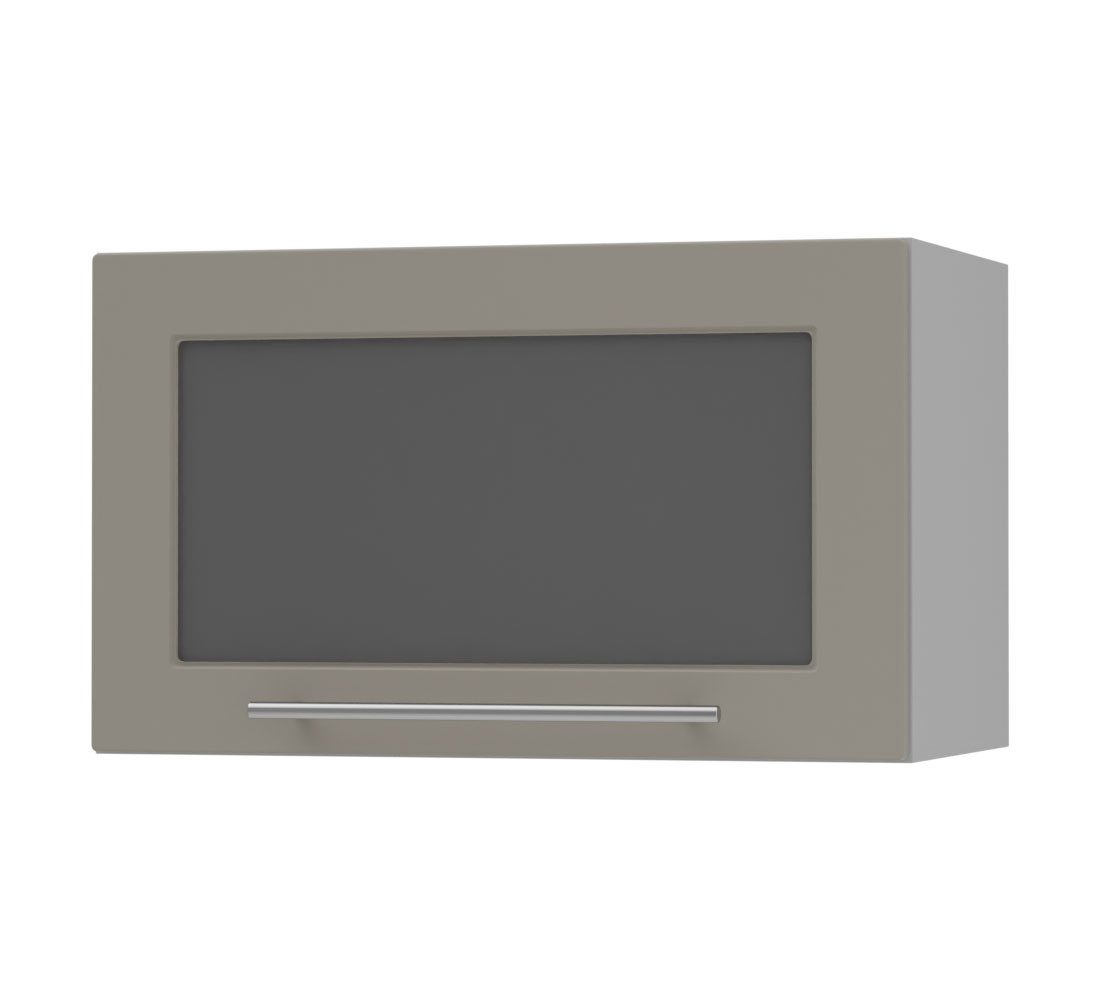 Feldmann-Wohnen Klapphängeschrank Kvantum (1-türig, 1 Fach, Türanschlag oben, Soft-Close, 1-St., Fronten mit dekorativen Fräsungen und leicht abgerundeten Ecken) 60x36cm grau - beige matt (Q-W4BS/60)