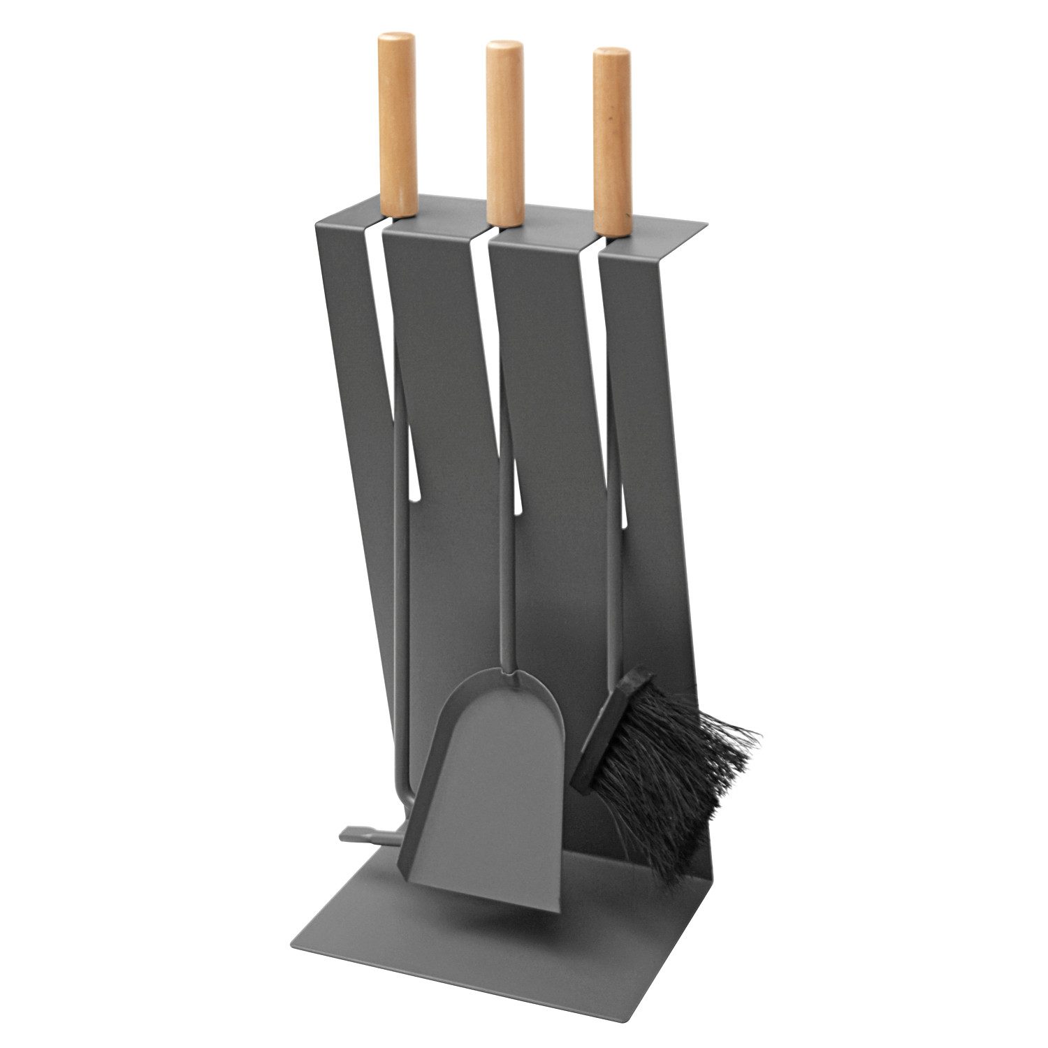 Raik Kamingarnitur Raik Kaminbesteck Gustav, 3-teilig, Anthrazit, Holzgriffe, 60cm