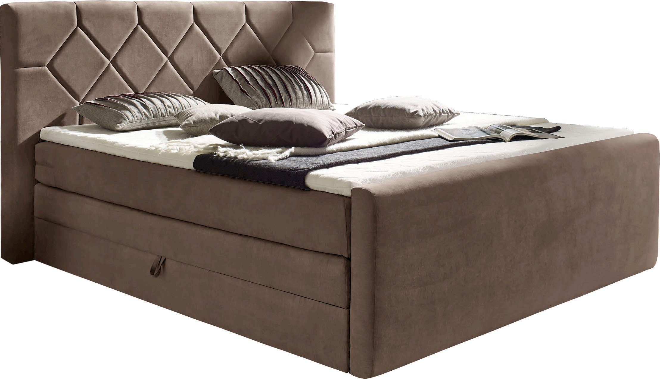 Home affaire Boxspringbett Atlanta, inklusive Topper und Bettkasten
