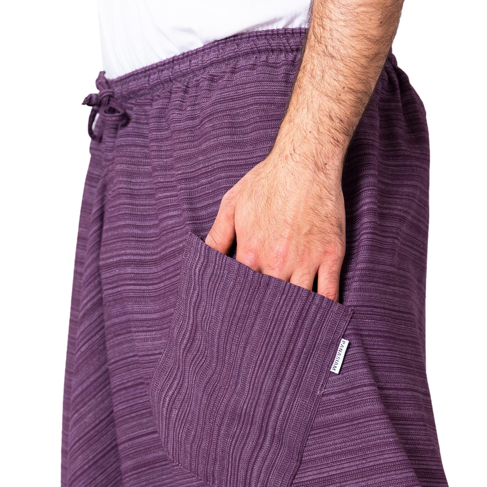 PANASIAM Haremshose Aladinhose Lini Haremshose aus 100% Baumwolle grob gewebt Pumphose für Damen bequeme Freizeithose Pluderhose