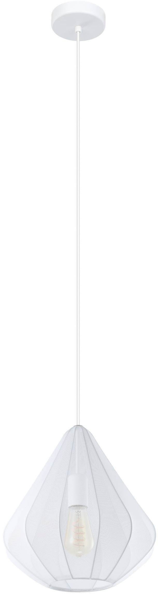 EGLO Hängeleuchte Dolwen Hängelampe, Pendelleuchte, Esszimmerlampe Japanisch, E27, Lampe, ohne Leuchtmittel, Hängeleuchte - H110 x Ø33,5 cm - weiß - 1X40W exkl.