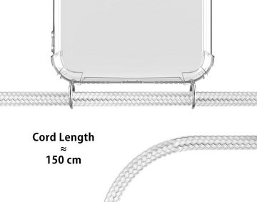 MyGadget Handyhülle Handykette für Apple iPhone 14 Pro Max, mit Handyband zum Umhängen Kordel Schnur Case Schutzhülle Weiß