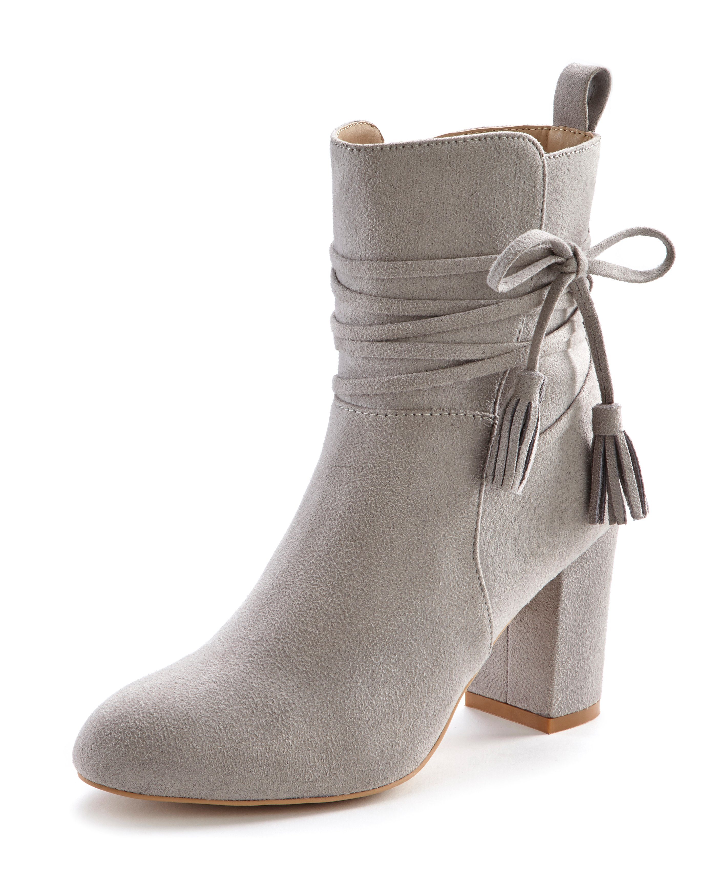 LASCANA Stiefelette mit Ankle Boots, Blockabsatz, Stiefel hellgrau High-Heel-Stiefelette