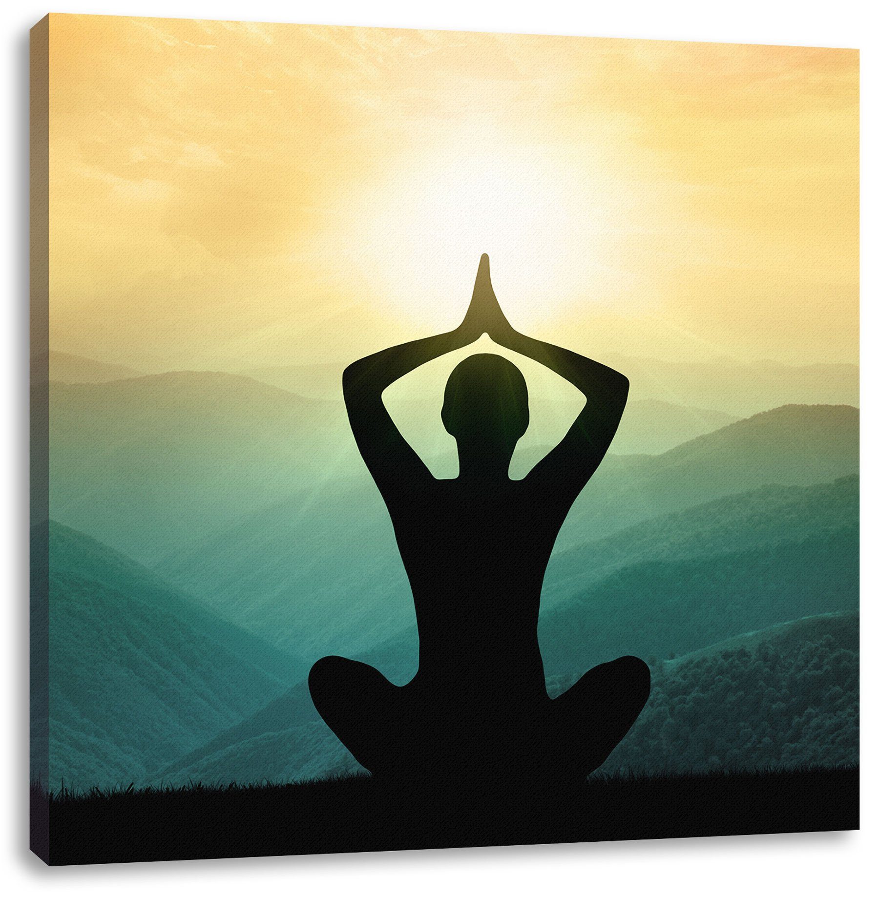 und Leinwandbild Leinwandbild Zackenaufhänger St), Meditation (1 fertig Yoga Meditation, bespannt, und Yoga Pixxprint inkl.
