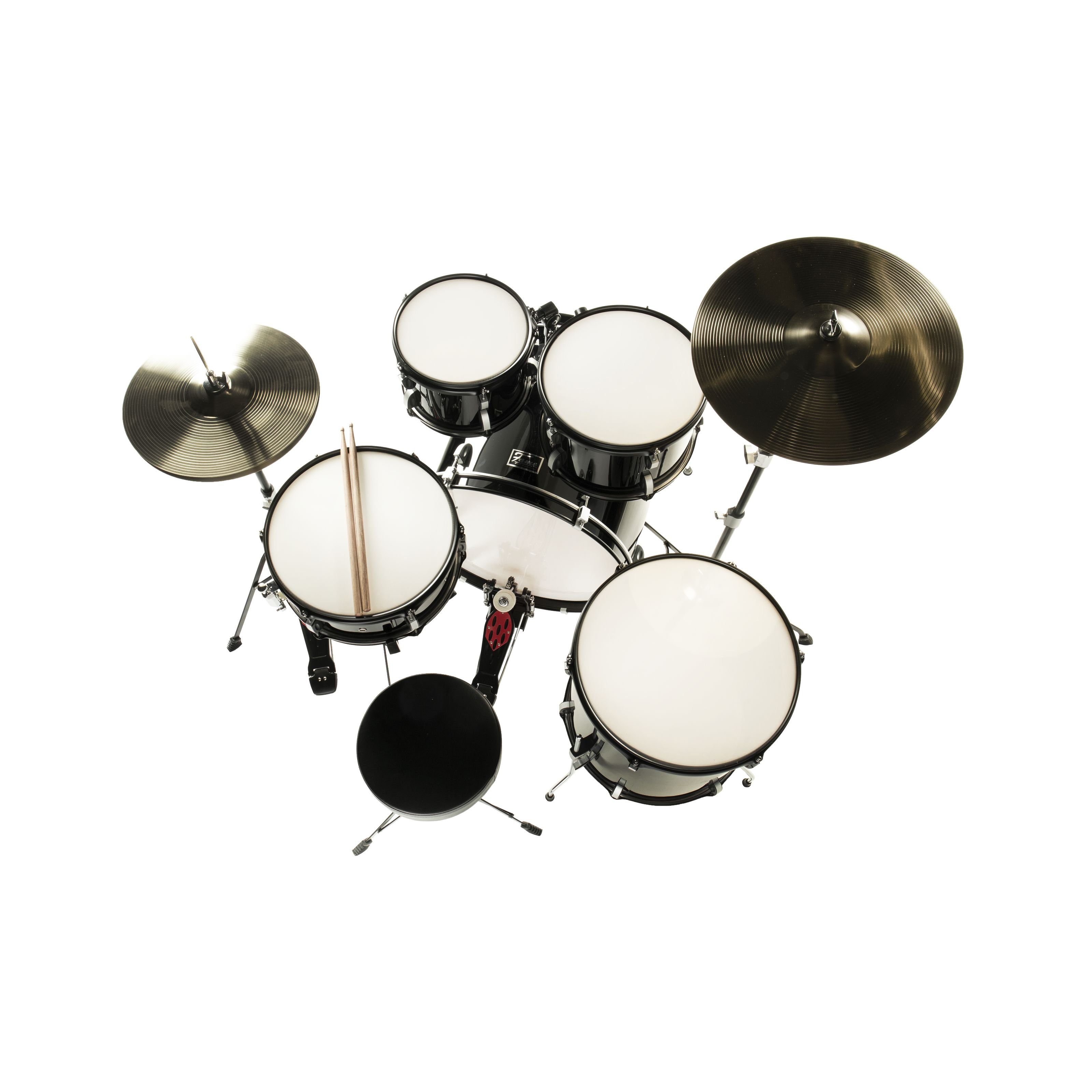 FAME Schlagzeug,FS22B First Step Rock Set Piano Black Komplettes Drum-Set 22" BassDrum Mischholz Kessel Inklusive Hardware Becken Ideal für Anfänger und Schlagzeug-Einsteiger", Schlagzeuge, Drum-Sets, FS22B, Drum-Set Anfänger, 22" BassDrum