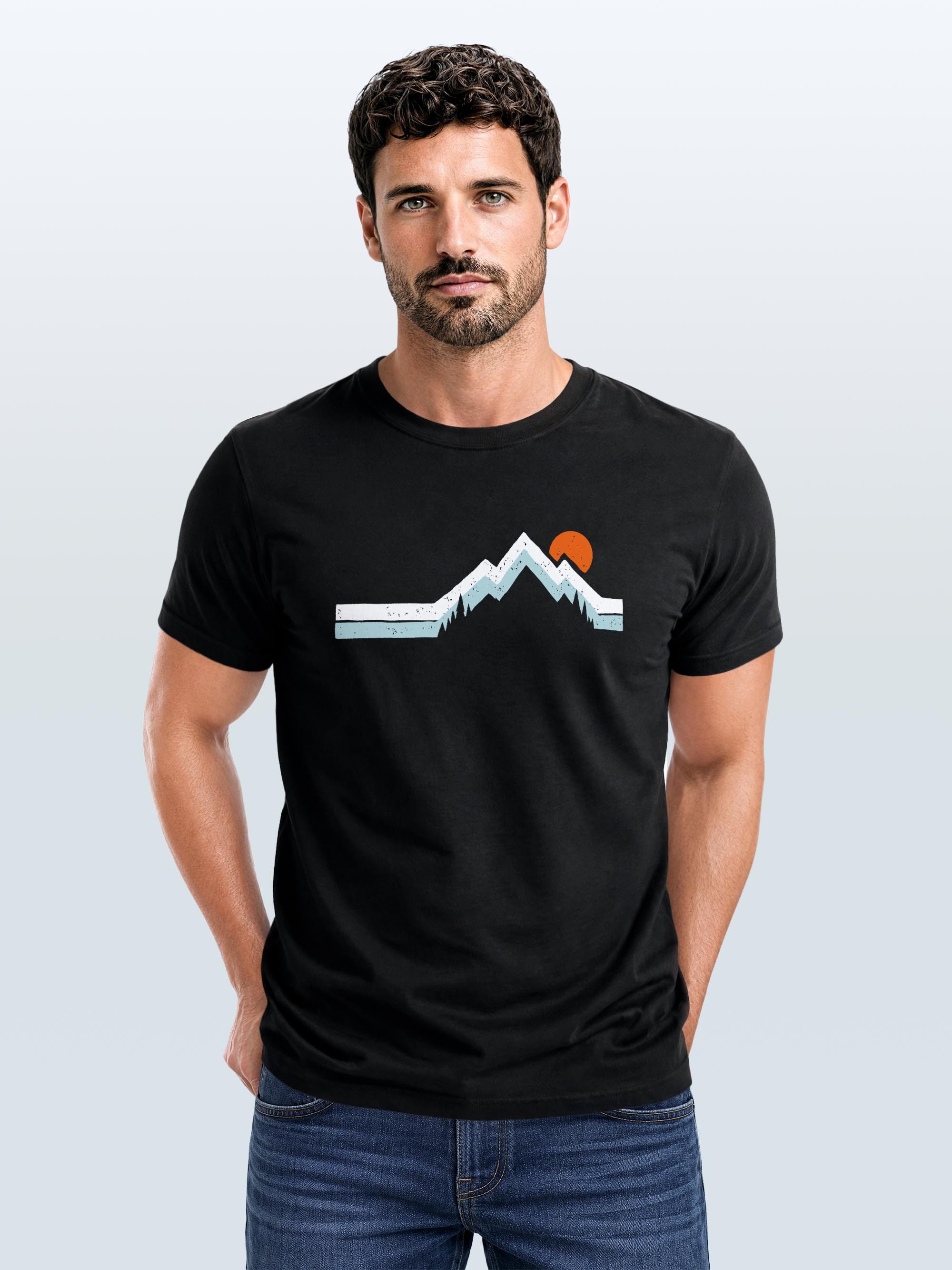 Neverless Print-Shirt Herren T-Shirt Berg Wandern Natur Outdoor Printshirt mit Aufdruck mit Print