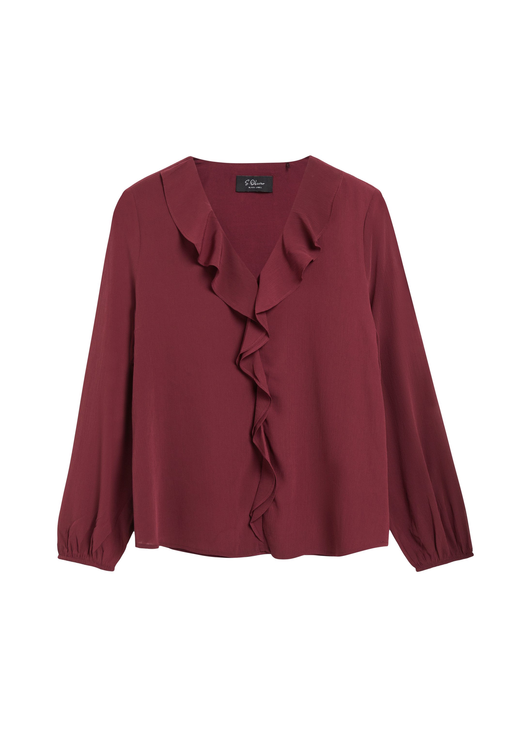 s.Oliver Langarmbluse Bluse Bluse aus Crinkle-Chiffon mit Volants