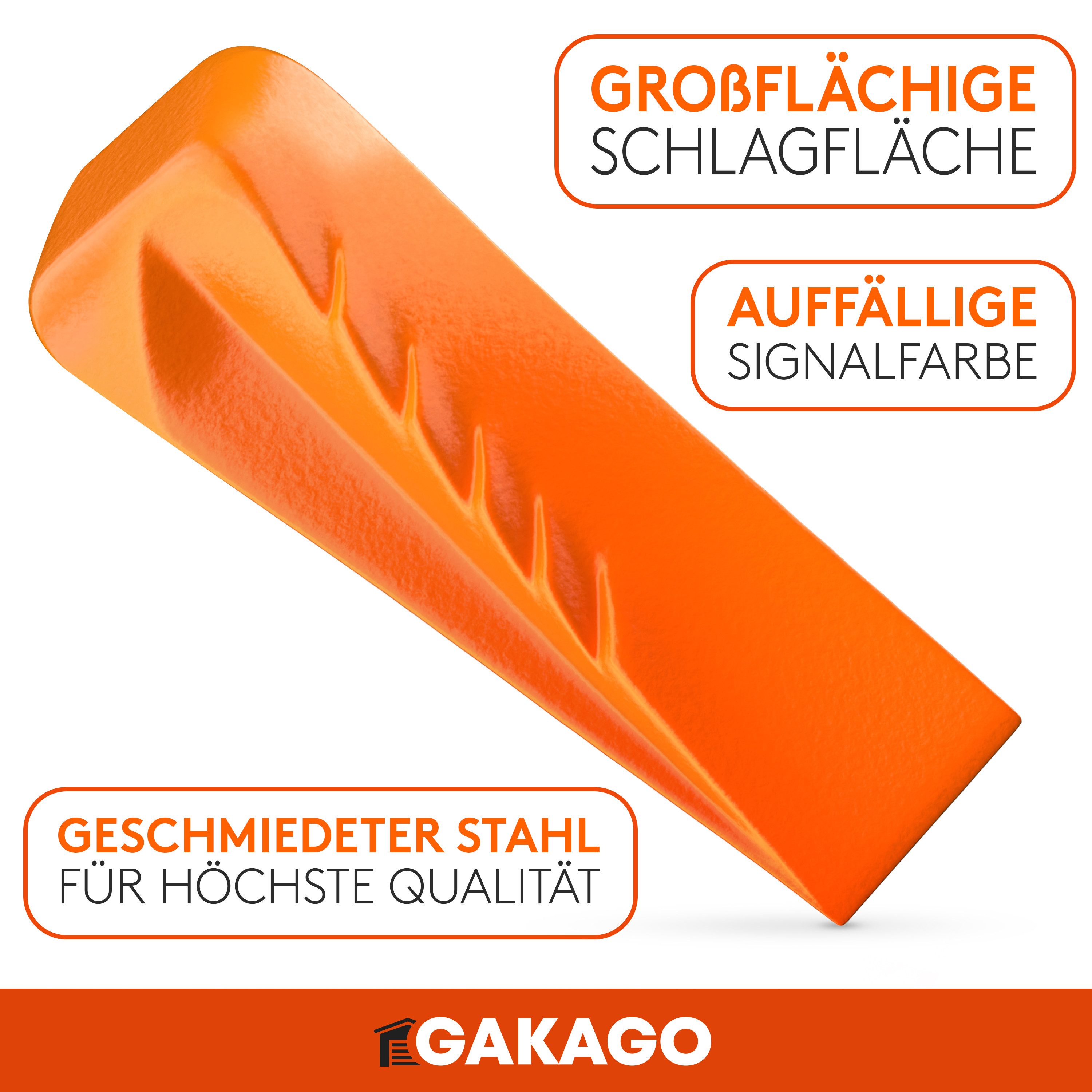 Gakago Drehspaltkeil für Holz, (1-St), - Kraftvoller Spaltkeil aus geschmiedetem Vollstahl und Signalfarbe – Bild 4 von 5