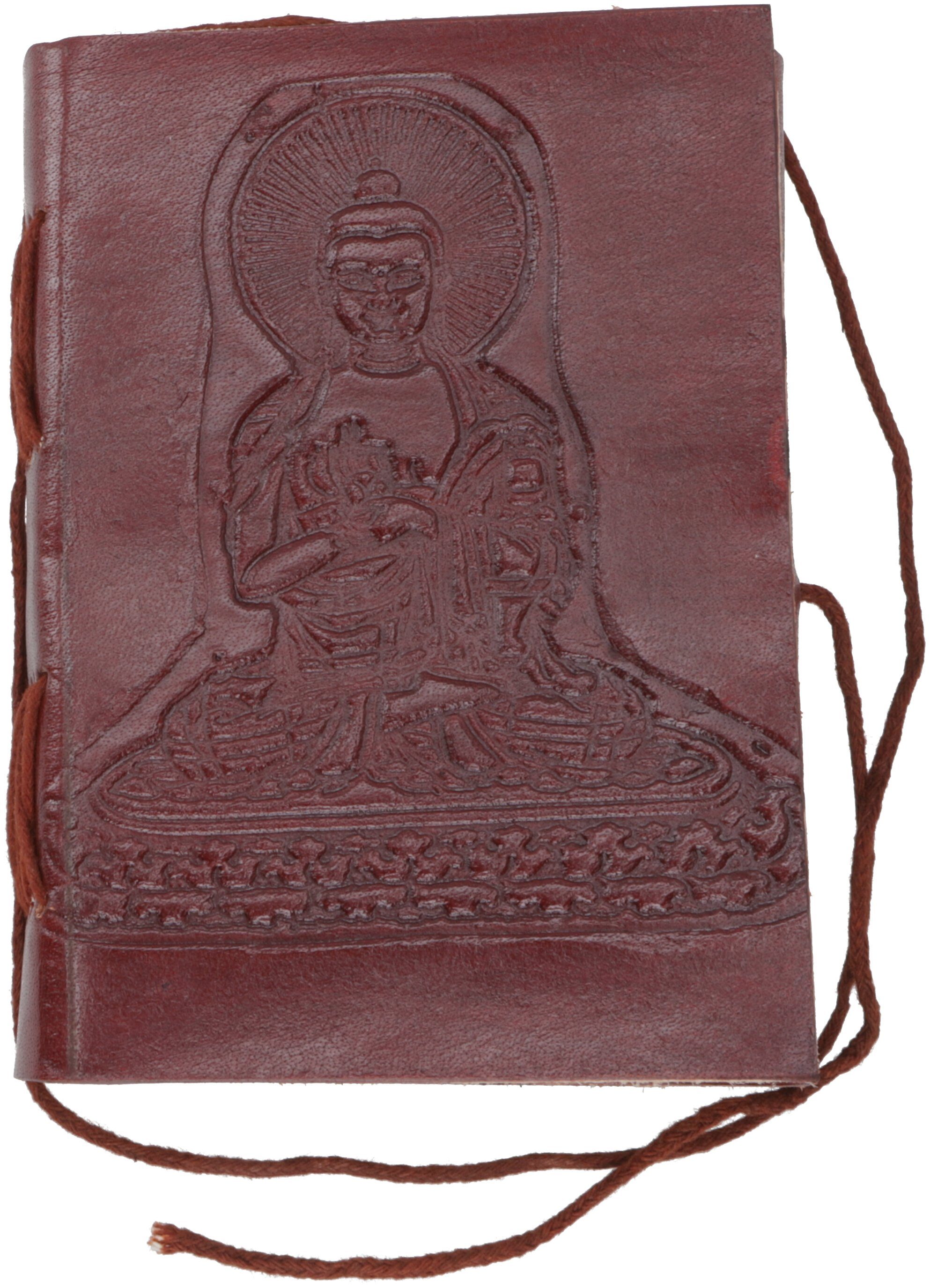 9*12 Tagebuch mit Guru-Shop Buddha/ Tagebuch Notizbuch, Lederbuch, Ledereinband.. cm