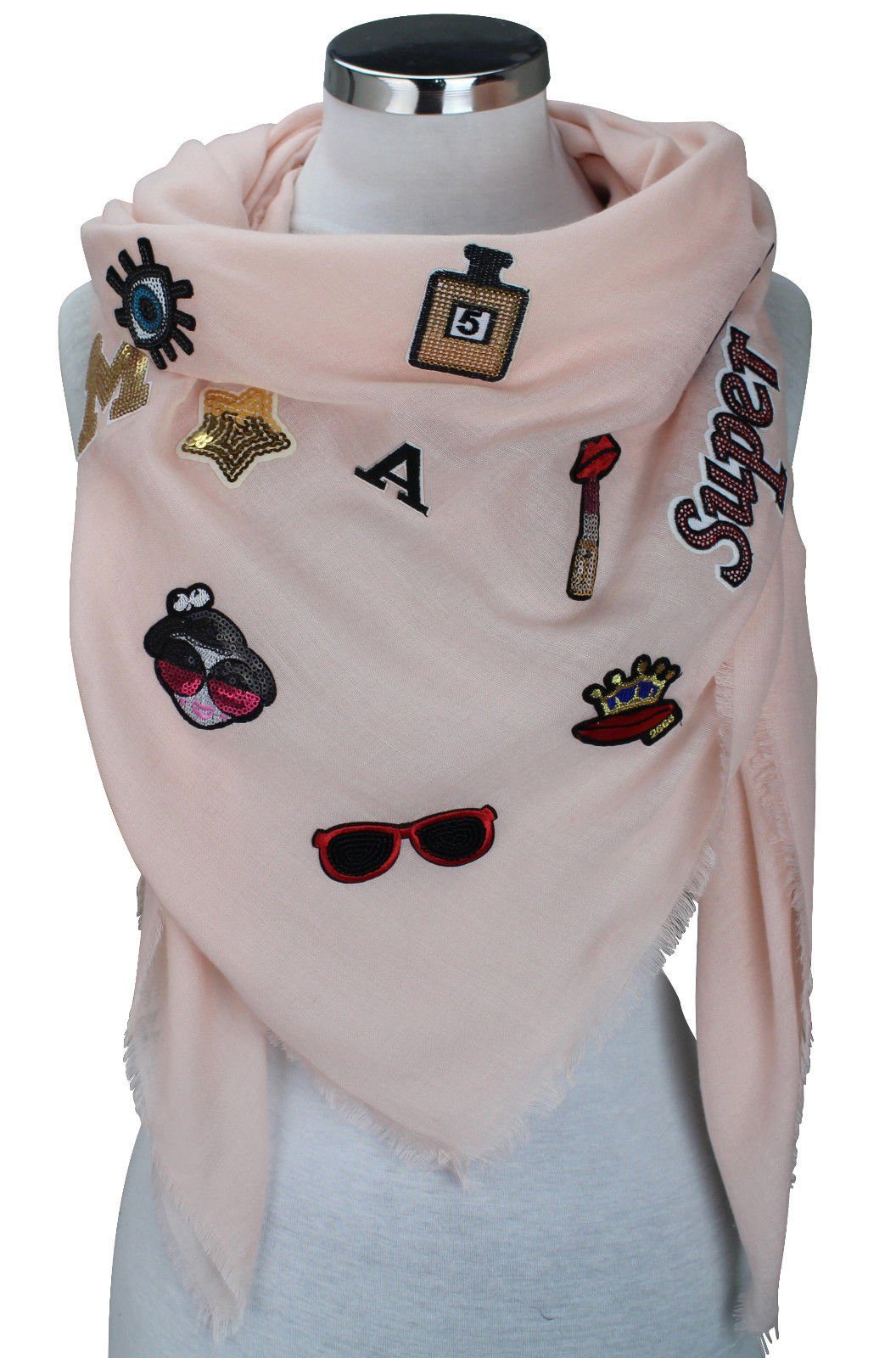 LOREZA Schal Damen XXL Patches Sticker günstig online kaufen
