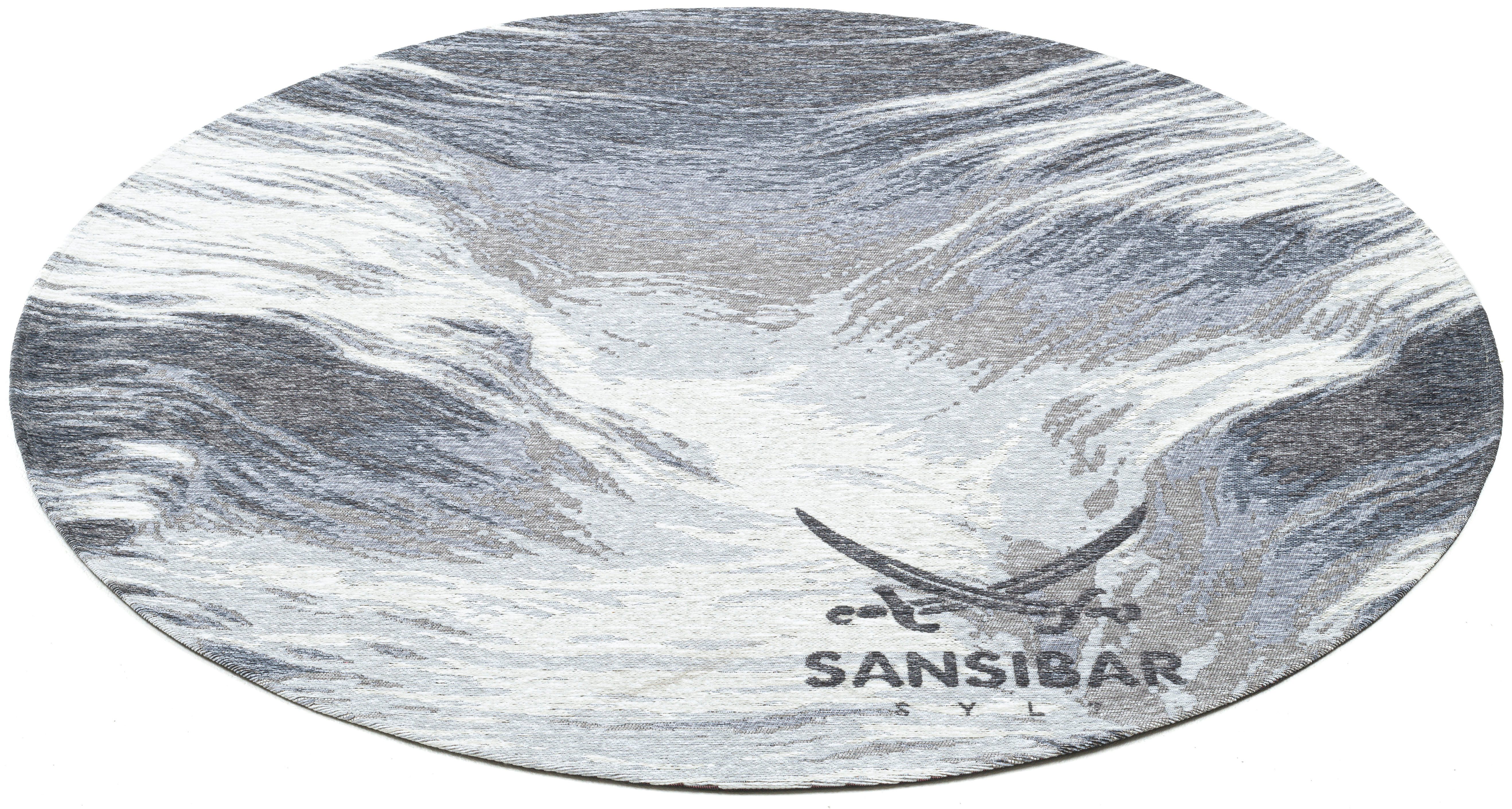 Sansibar Teppich Keitum 032, rund, Höhe: 3 mm, Flachgewebe, modernes Design, Motiv Brandung & Wellen