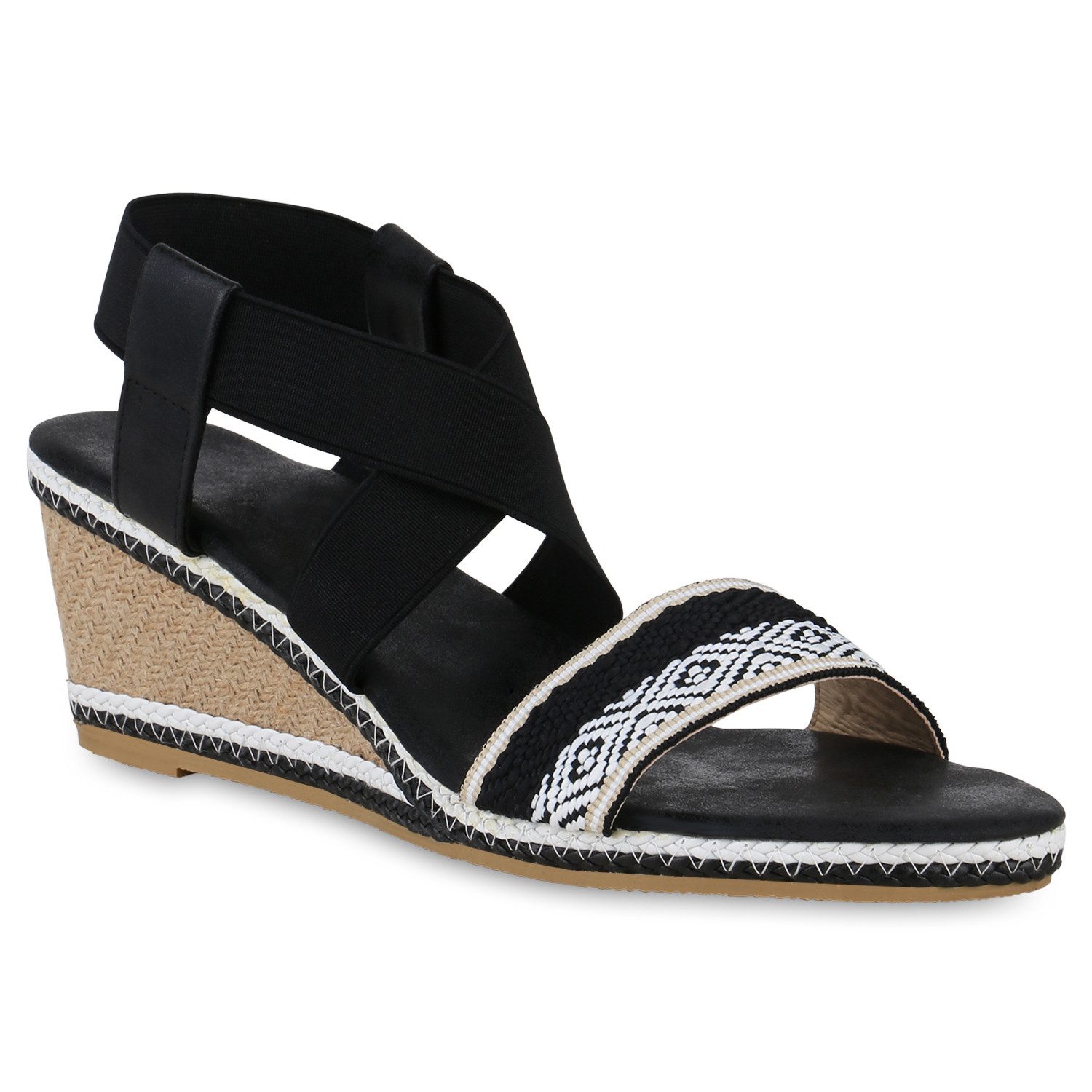 VAN HILL 841276 Keilsandalette Damen Übergrößen Keilsandaletten Сандалеты Bast Prints