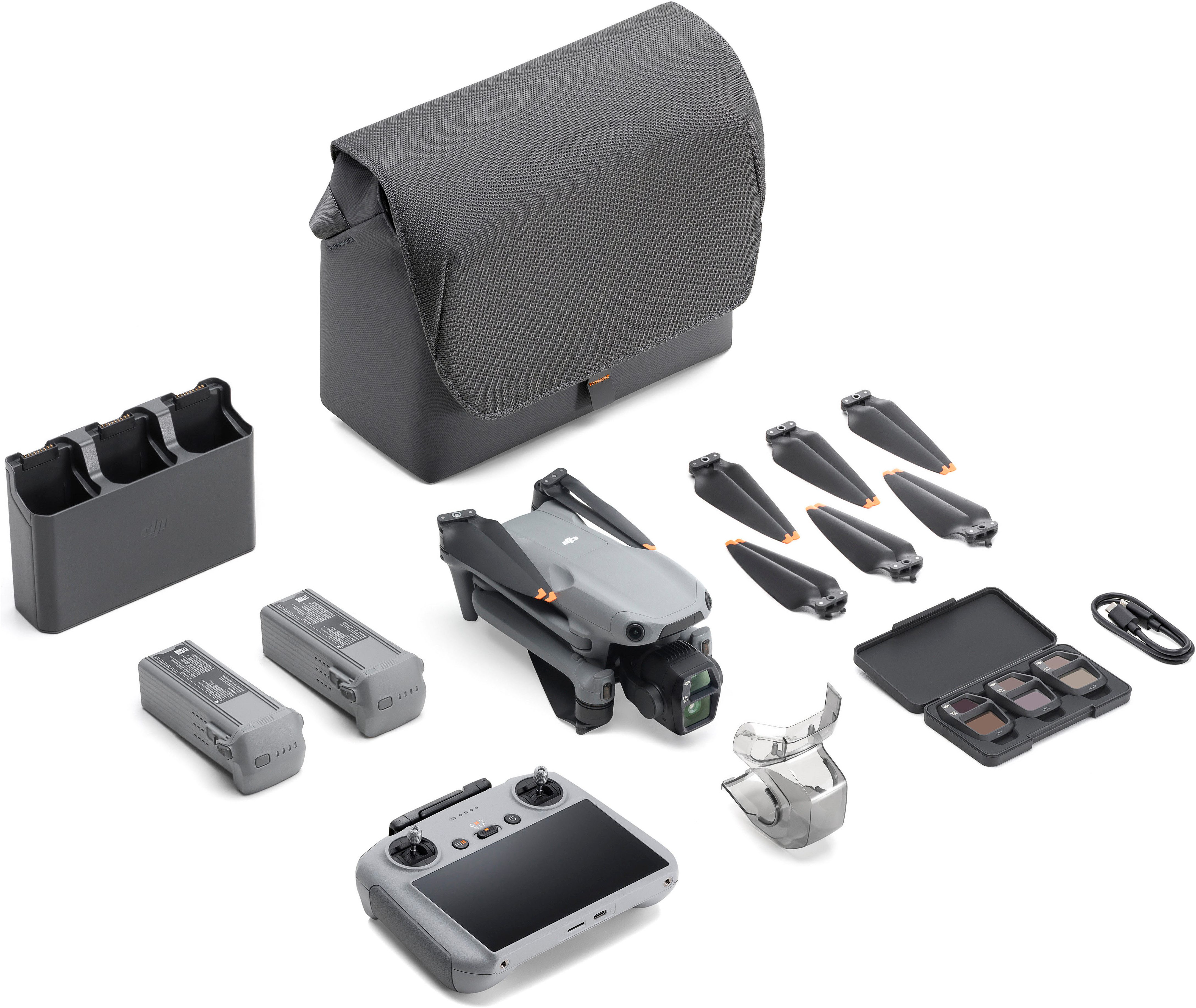 DJI Air 3S Fly More Combo (DJI RC 2) Drohne (4K Ultra HD, DJI RC 2 Fernsteuerung, 3 Akkus, Ladestation und Umhängetasche)