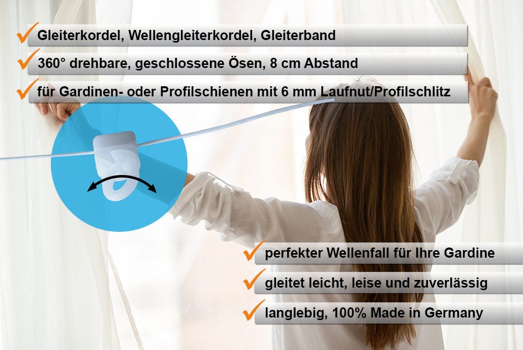dekondo Gardinengleiter Gleiterkordel, Wellengleiterkordel, Gleiterband, Wa günstig online kaufen
