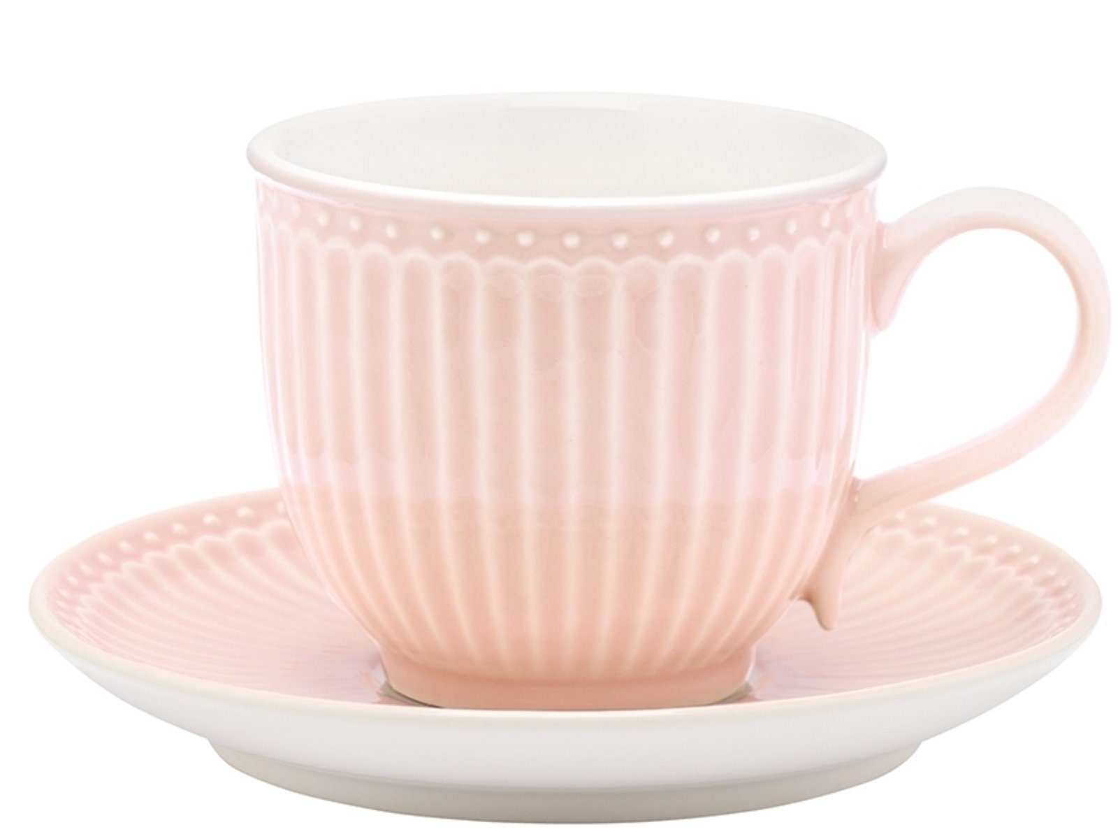 Greengate Tasse Alice Tasse mit Untertasse pale pink 8,5 cm, Steinzeug