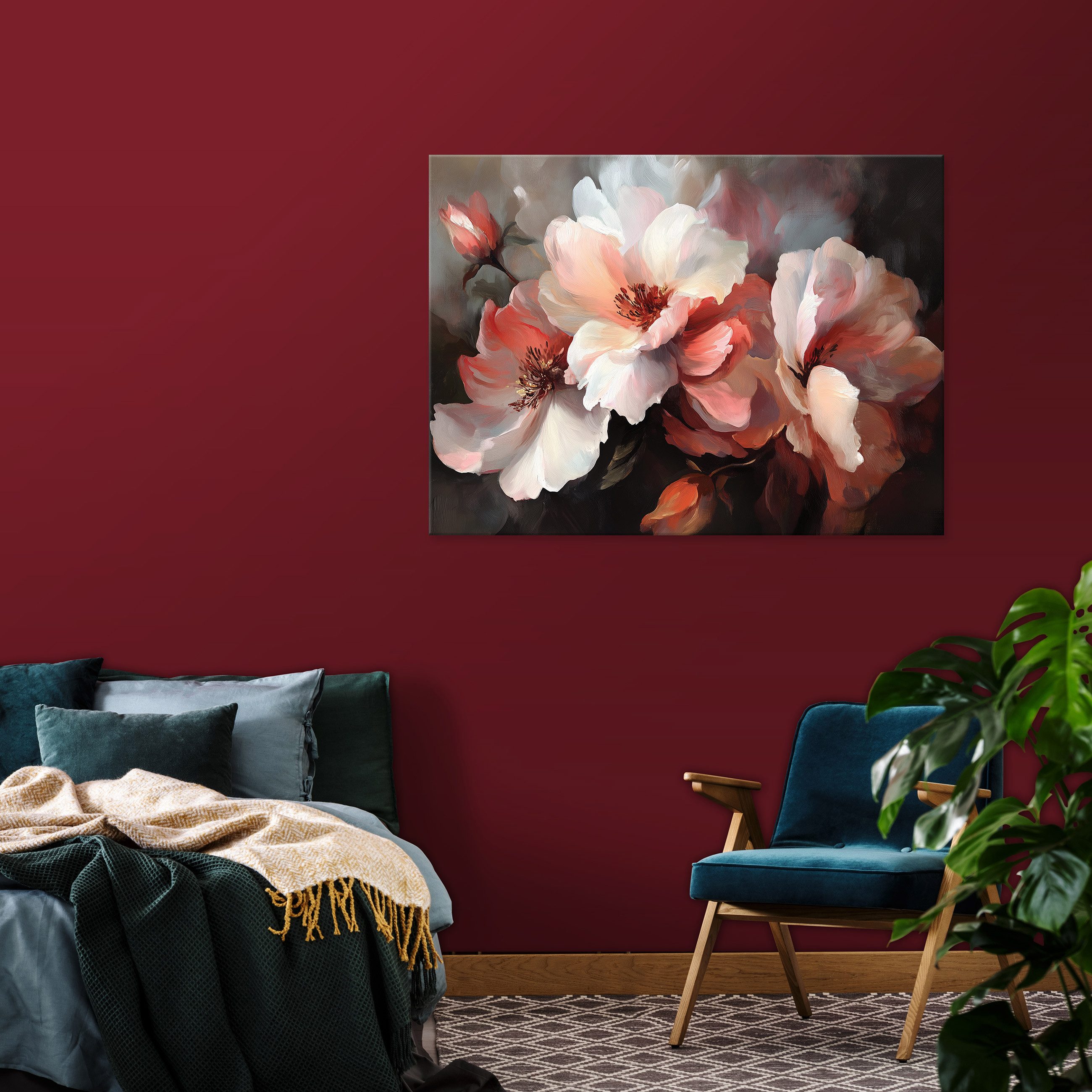 Wallarena Leinwandbild Blumen Bunt Weiß Rot günstig online kaufen