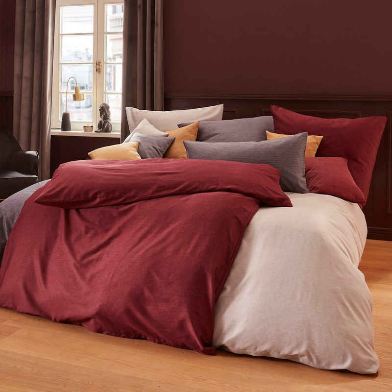 Bettwäsche Mako-Satin in Gr. 135x200 oder 155x220 cm, Schlafgut, Mako-Satin, 2 teilig, Bettwäsche aus Baumwolle, elegante Bettwäsche mit seidigem Glanz