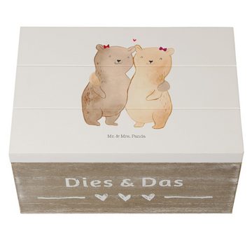 Mr. & Mrs. Panda Dekokiste 22 x 15 cm Bären Schwestern - Weiß - Geschenk, Erinnerungskiste, Sis, (1 St), Stilvolles Design