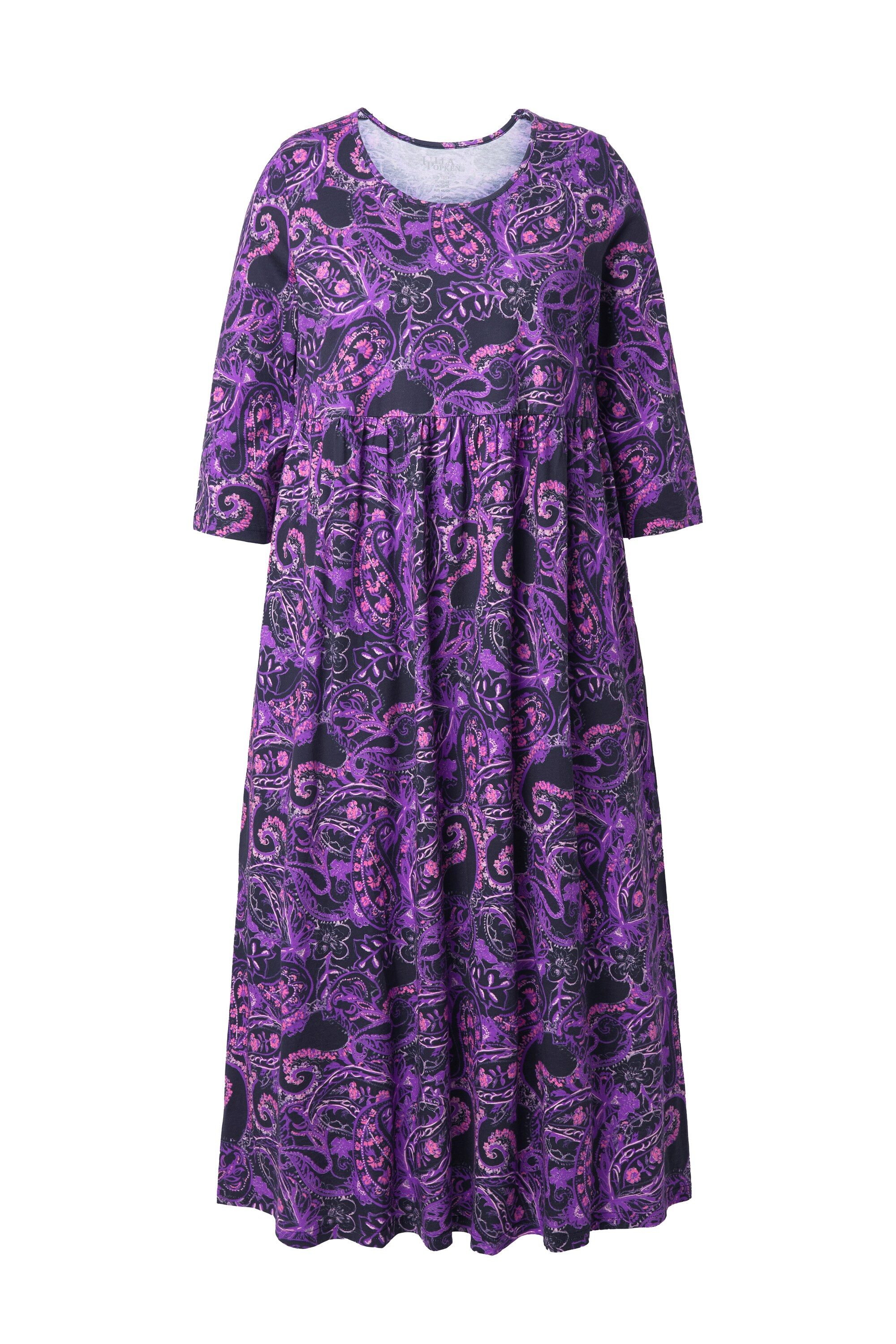 Ulla Popken Maxikleid Maxikleid Paisley A-Linie Rundhals 3/4-Arm Taschen günstig online kaufen