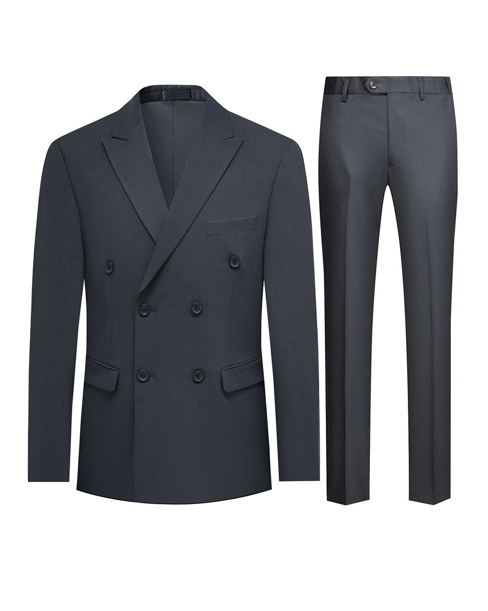 Allthemen Anzug Herren zweireihiger Businessanzug Slim Fit Hochzeitsanzug