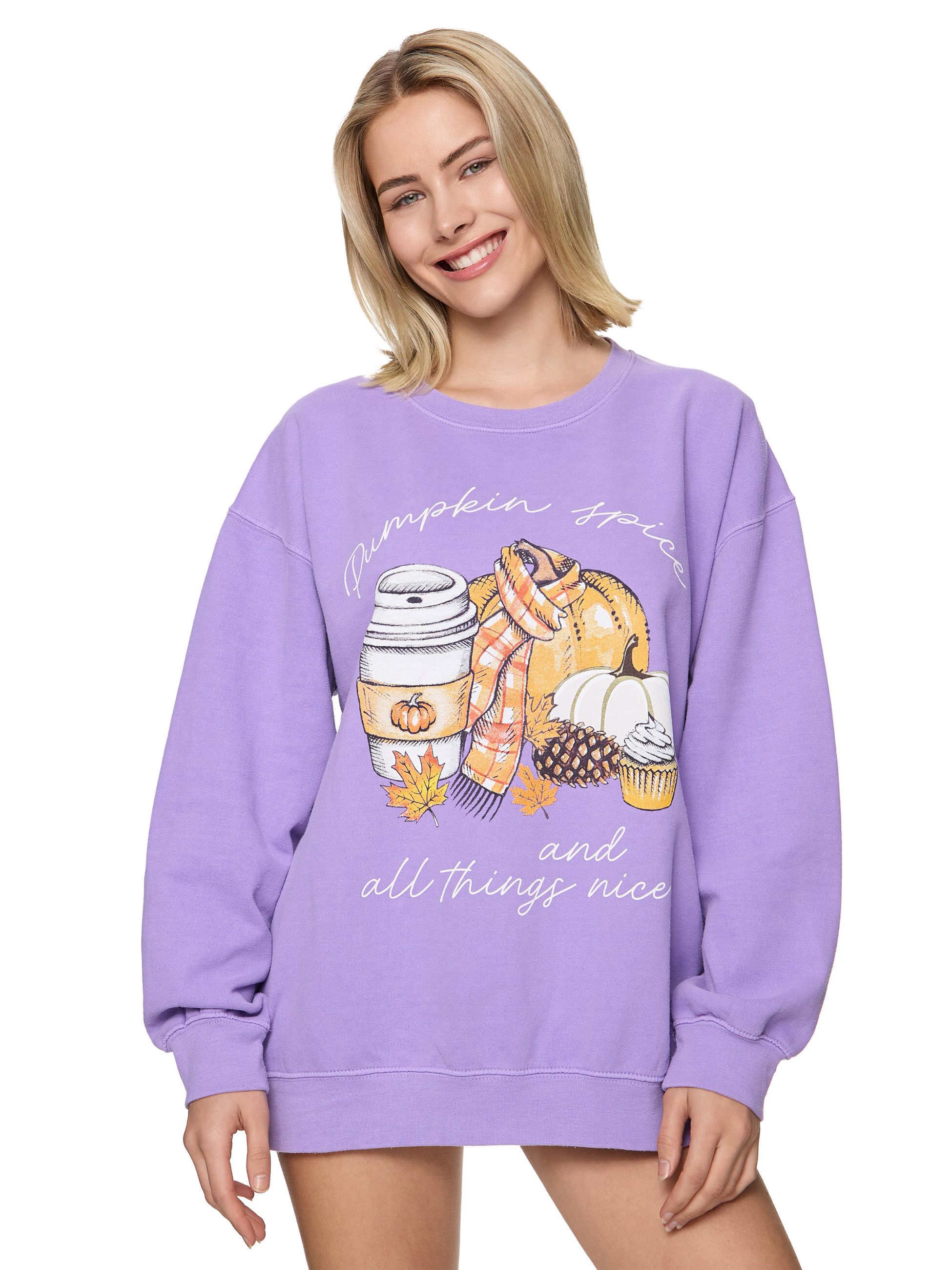Worldclassca Sweatshirt Worldclassca Oversized Sweatshirt PUMPKIN Print Langarm Pullover Pulli PRINT PUMPKIN SPICE AND ALL THINGS NICE