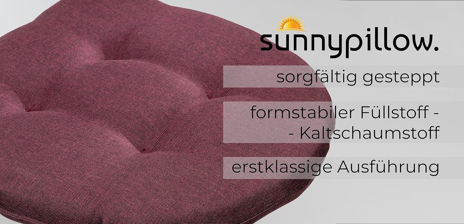 sunnypillow Stuhlkissen 4er Set Auflage 40x40 für Stühle, Bänke in Haus und Garten dick 5cm, Sitzkissen Sitzauflage Stuhlauflage Gartenkissen Esszimmerstuhl