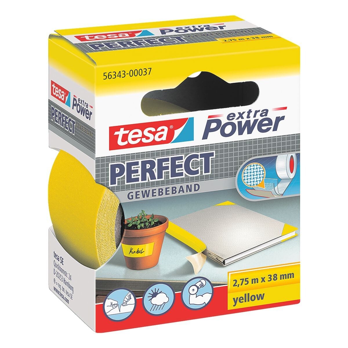 tesa Isolierband extra Power® 38 mm/ 2,75 m,Gewebeband/ Gaffaband