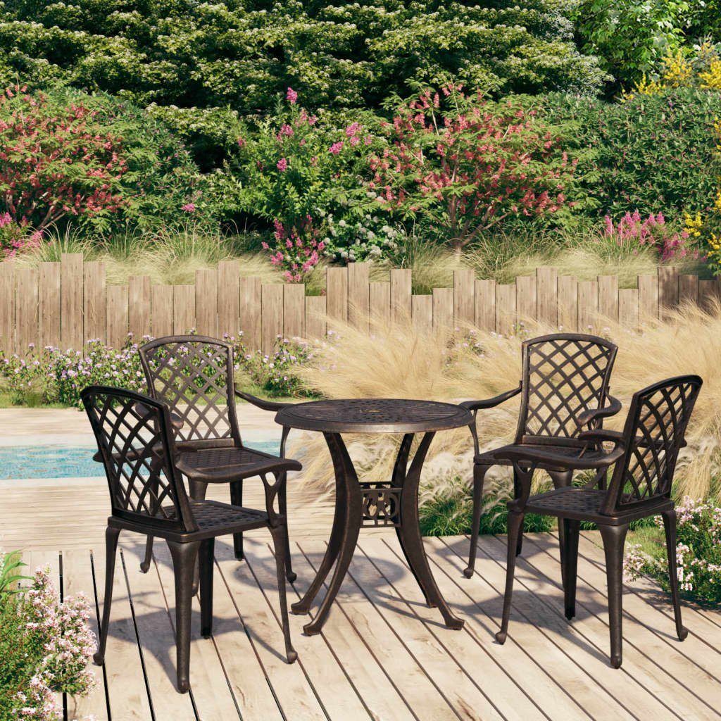 furnicato Garten-Essgruppe 5-tlg. Bistro-Set Aluminiumguss Bronzen