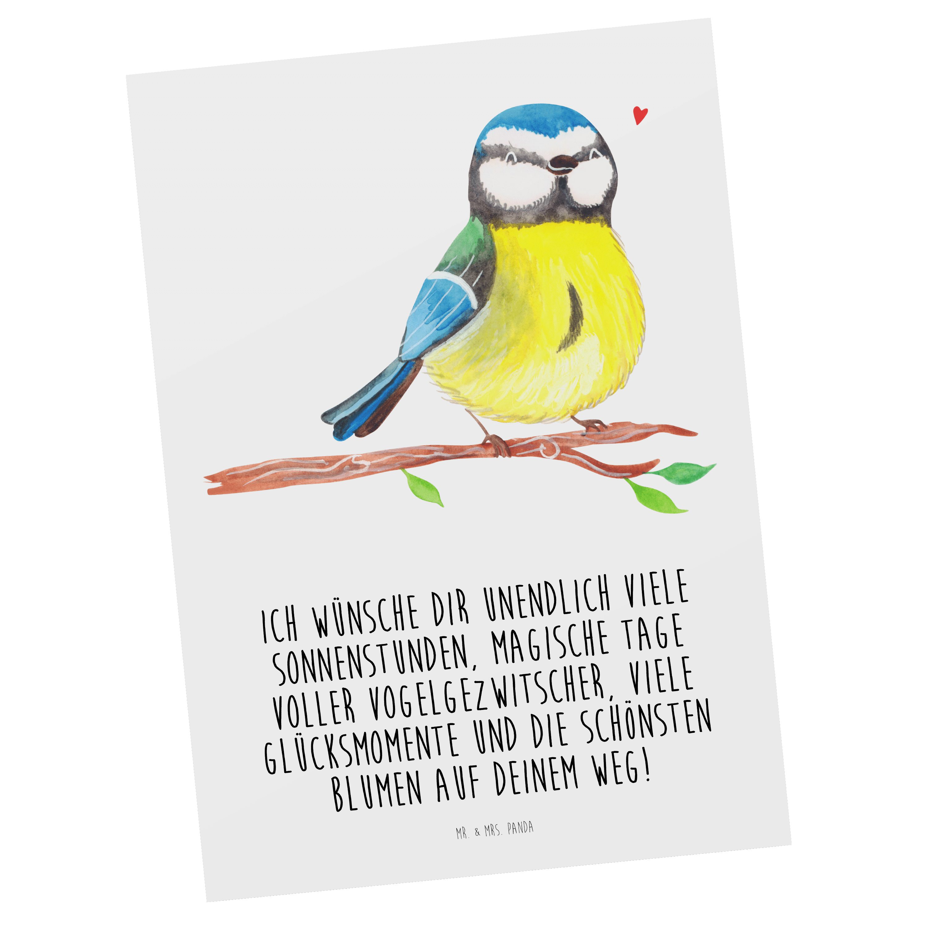 Mr. & Mrs. Panda Postkarte Vogel Blaumeise - Weiß - Geschenk, Dankeskarte, Ostern, Osternest, Ge